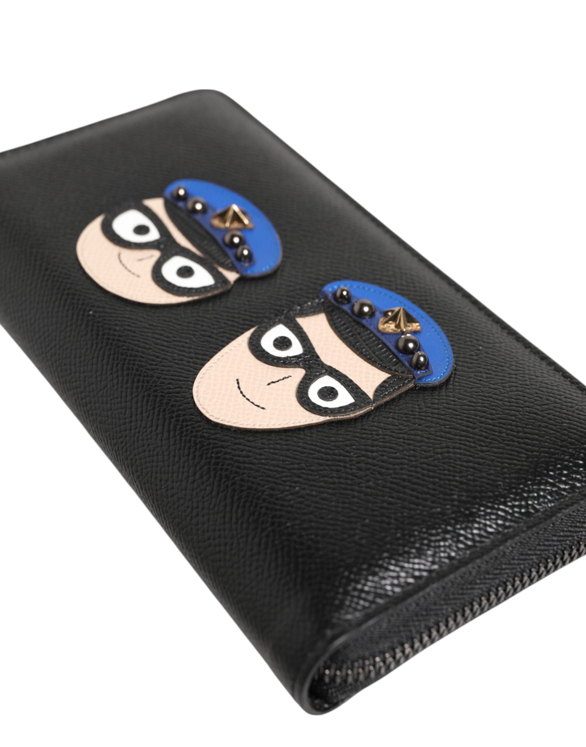 Black Leather #DGFAMILY Zipper Continental Mens Wallet - ventzia