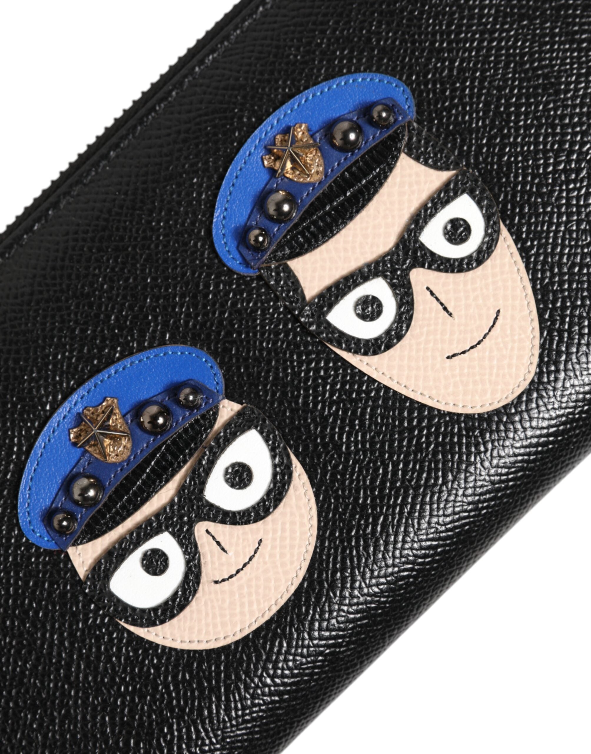 Black Leather #DGFAMILY Zipper Continental Mens Wallet - ventzia