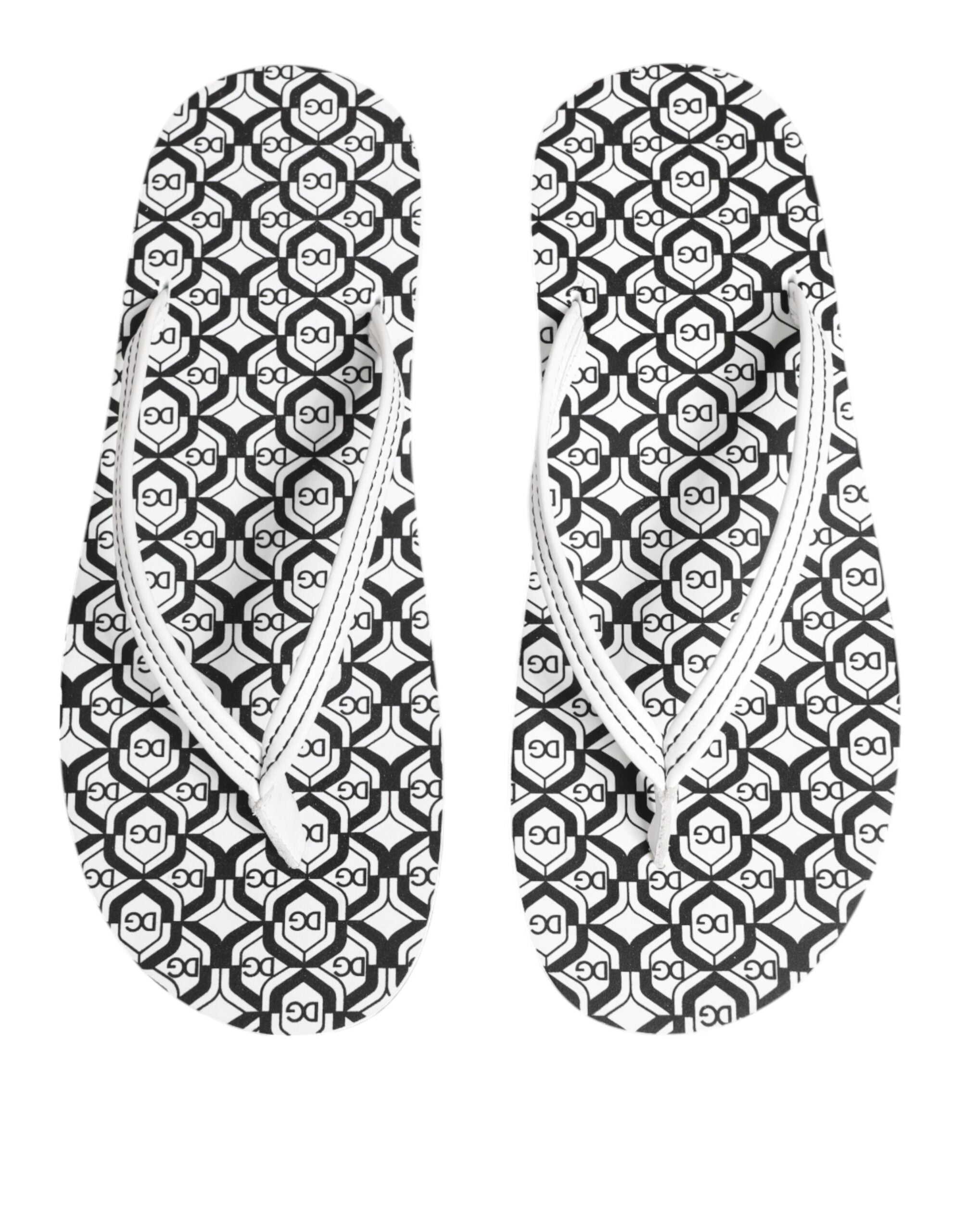 Black White Logo Beachwear Flats Slipper Shoes - ventzia