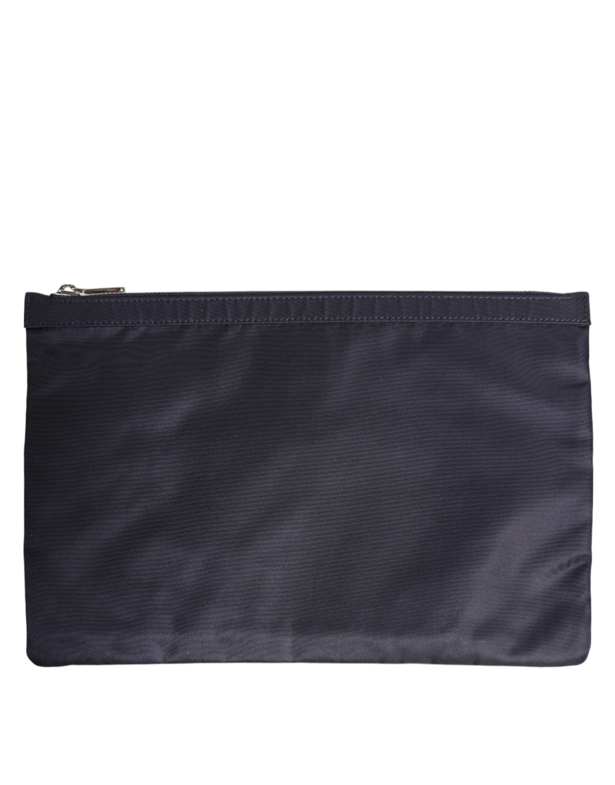 Blue DG Logo Patch Embellished Pouch Clutch Men Borse Bag - ventzia