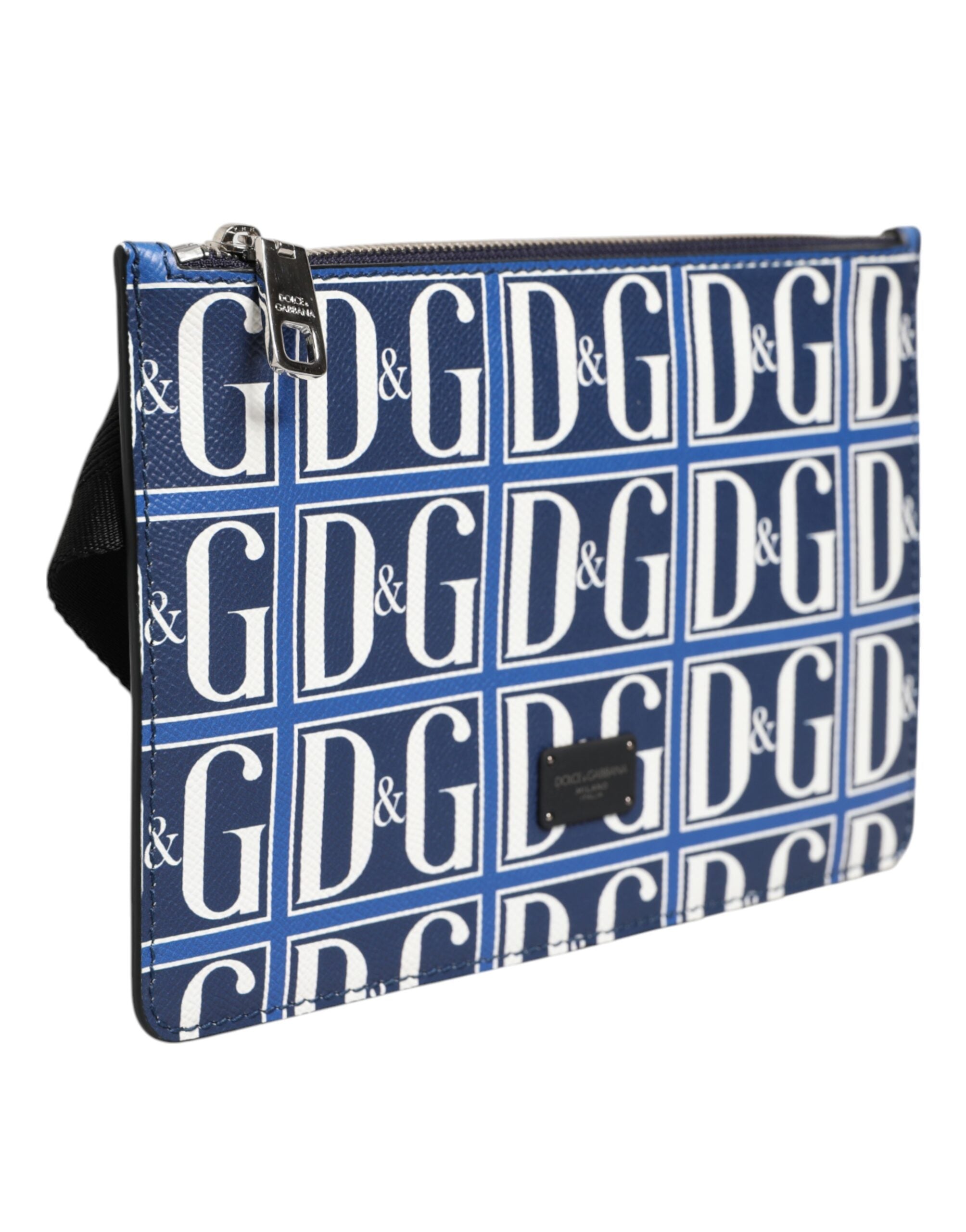 Blue White Leather D&G Logo Plaque Crossbody Borse Bag - ventzia