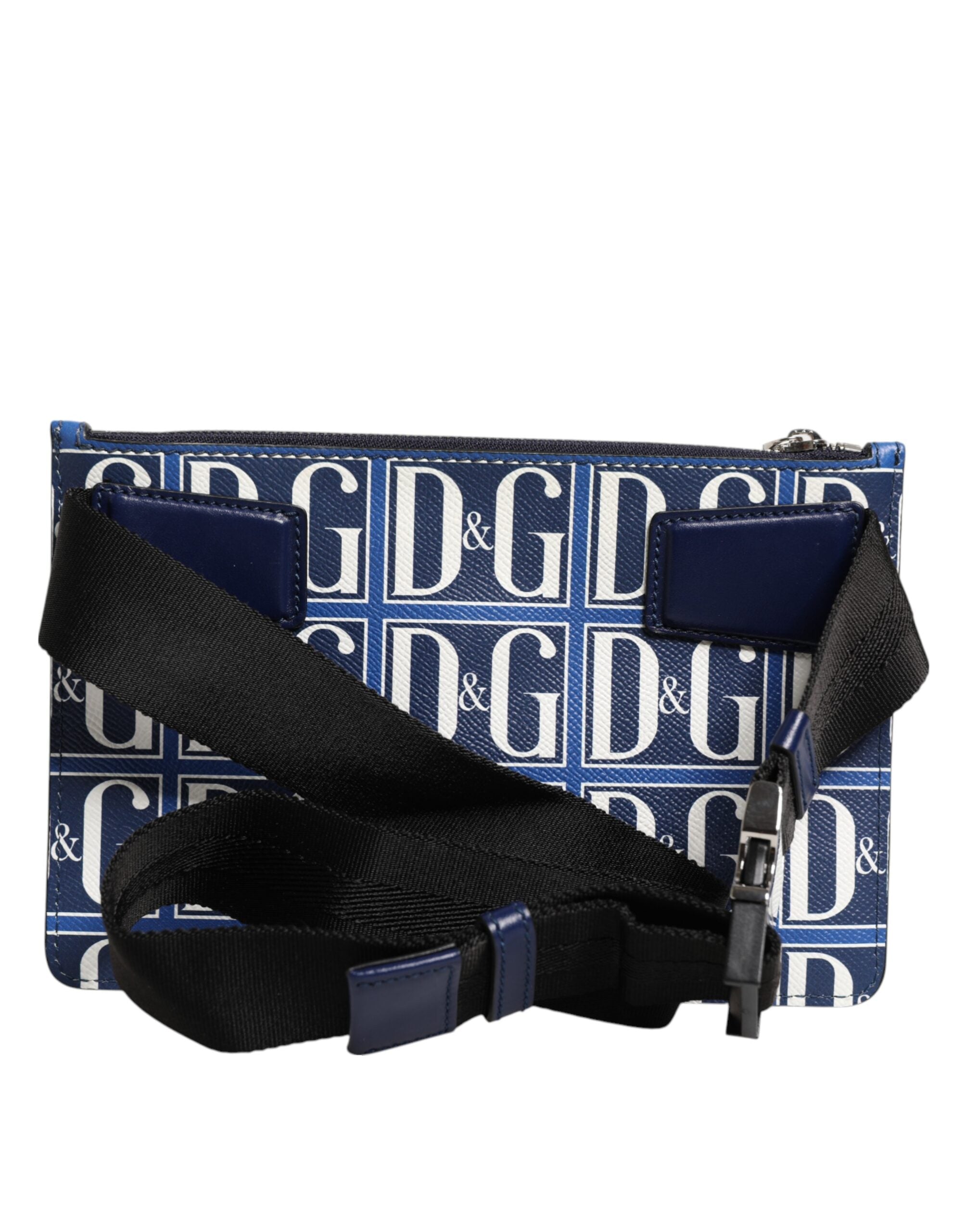 Blue White Leather D&G Logo Plaque Crossbody Borse Bag - ventzia