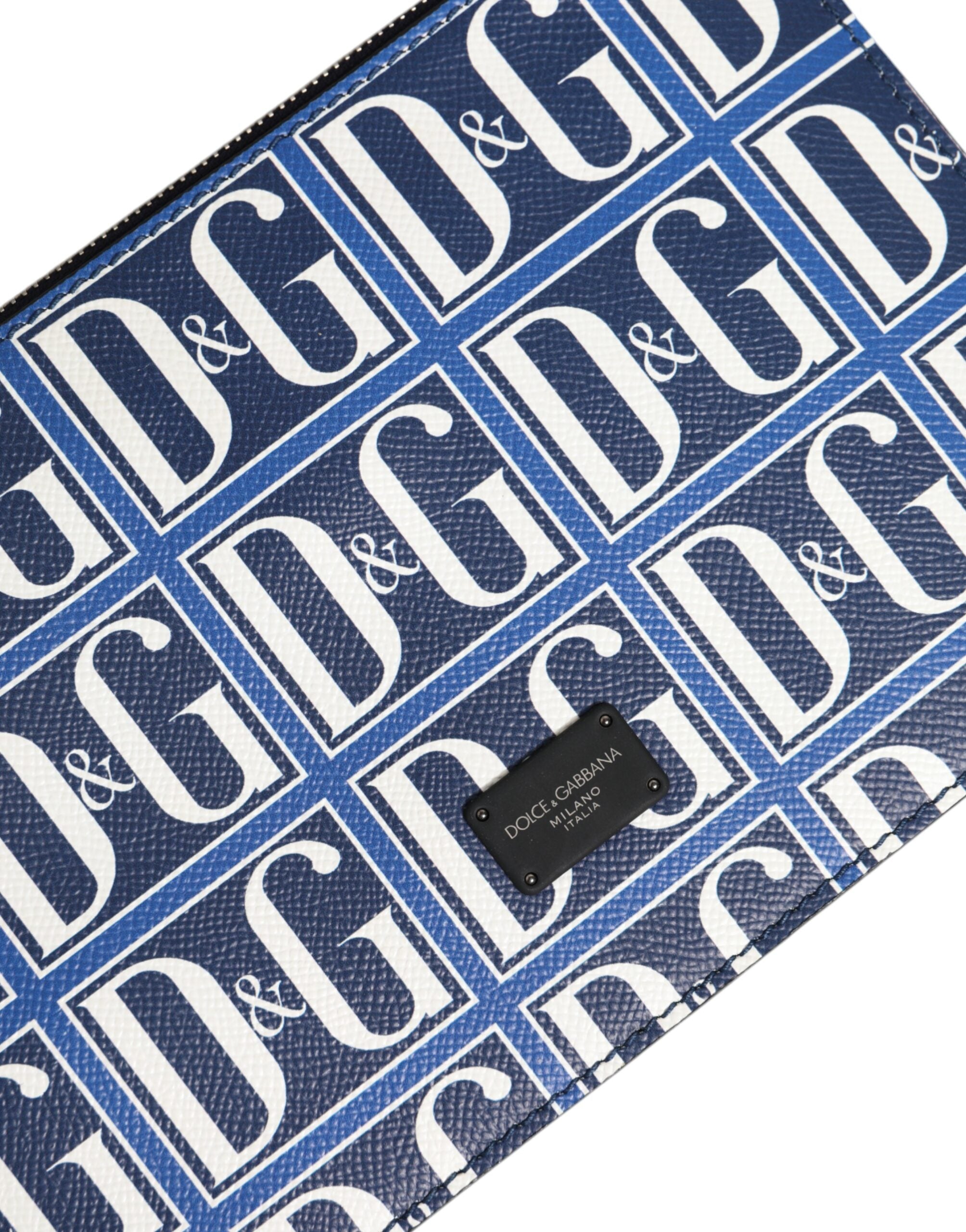 Blue White Leather D&G Logo Plaque Crossbody Borse Bag - ventzia