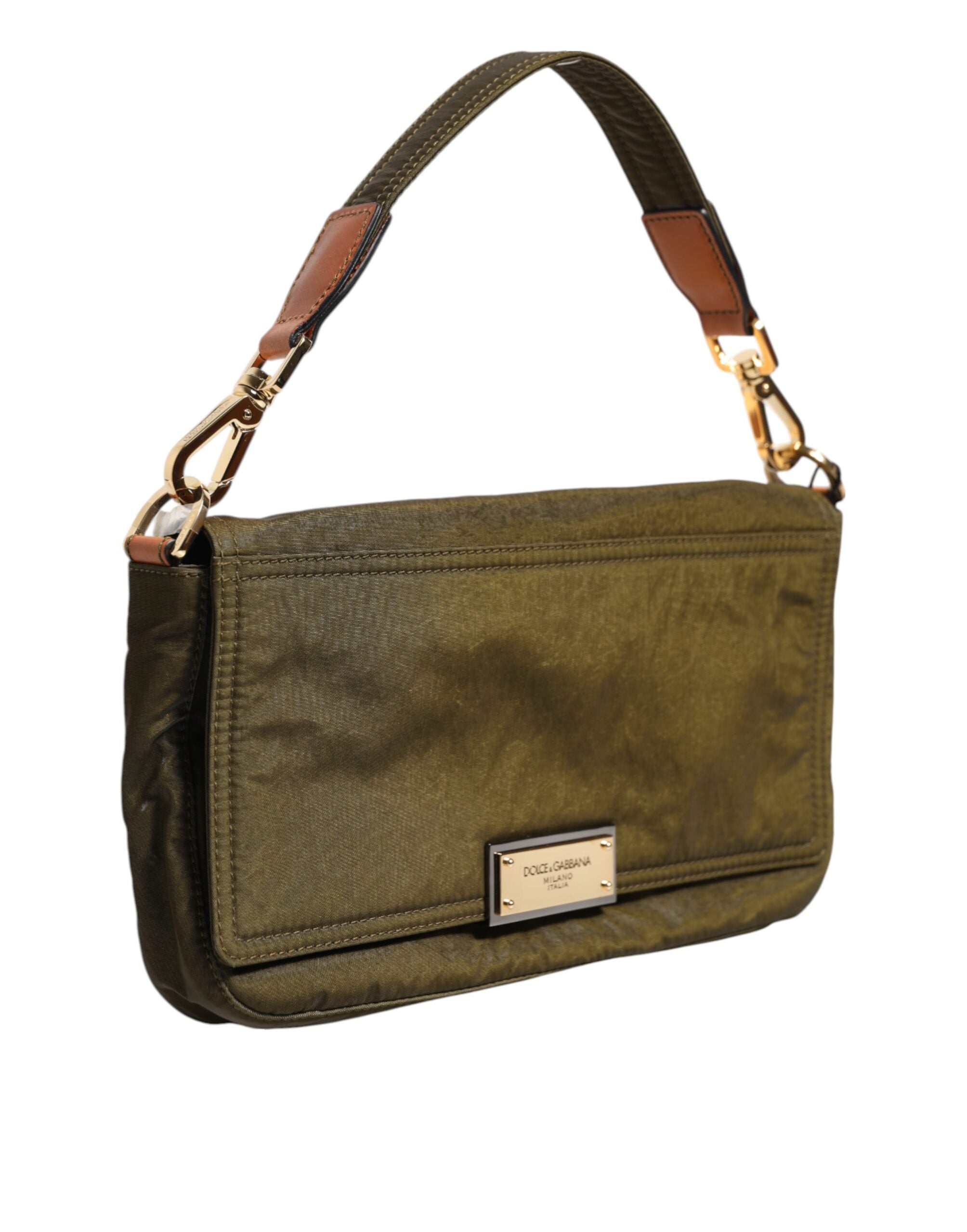 Dark Green Nylon Logo Plaque Shoulder Strap Borse Bag - ventzia