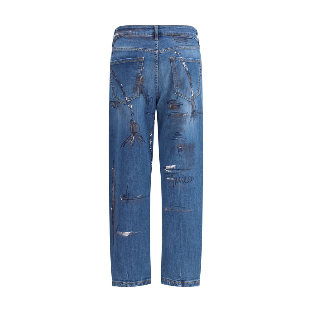 Blue Cotton Slim Fit Jeans - ventzia