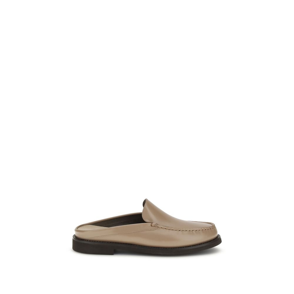 Beige Calf Leather Bos Taurus Mules - ventzia