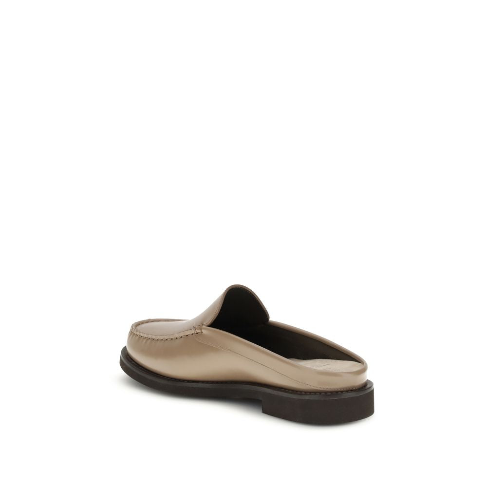 Beige Calf Leather Bos Taurus Mules - ventzia