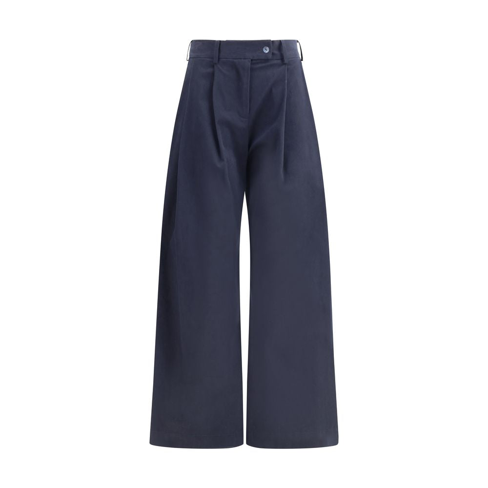 Blue Cotton Casual Pants - ventzia