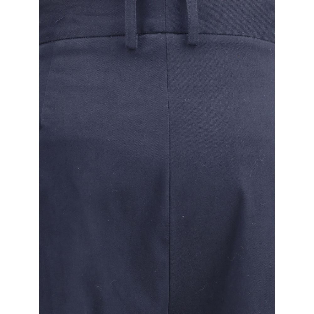 Blue Cotton Casual Pants - ventzia