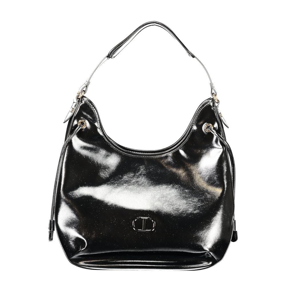Black Polyurethane Women Hobo Bag - ventzia