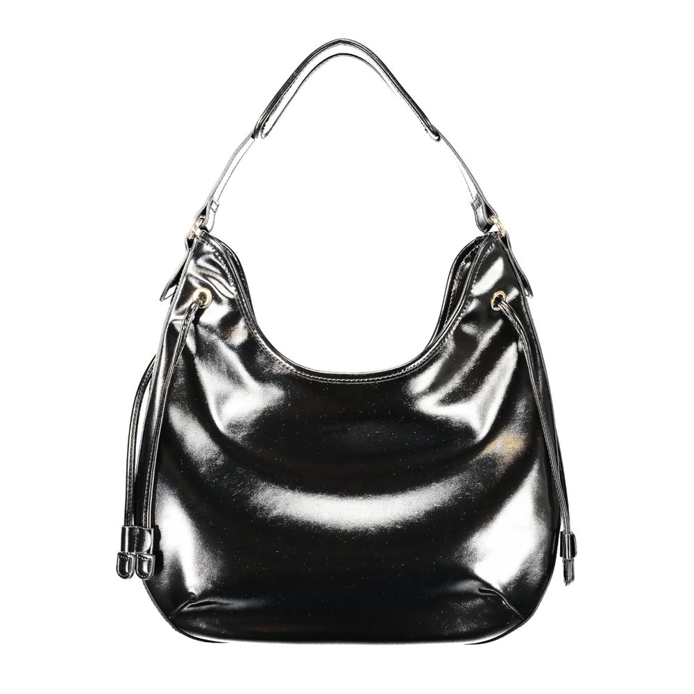 Black Polyurethane Women Hobo Bag - ventzia