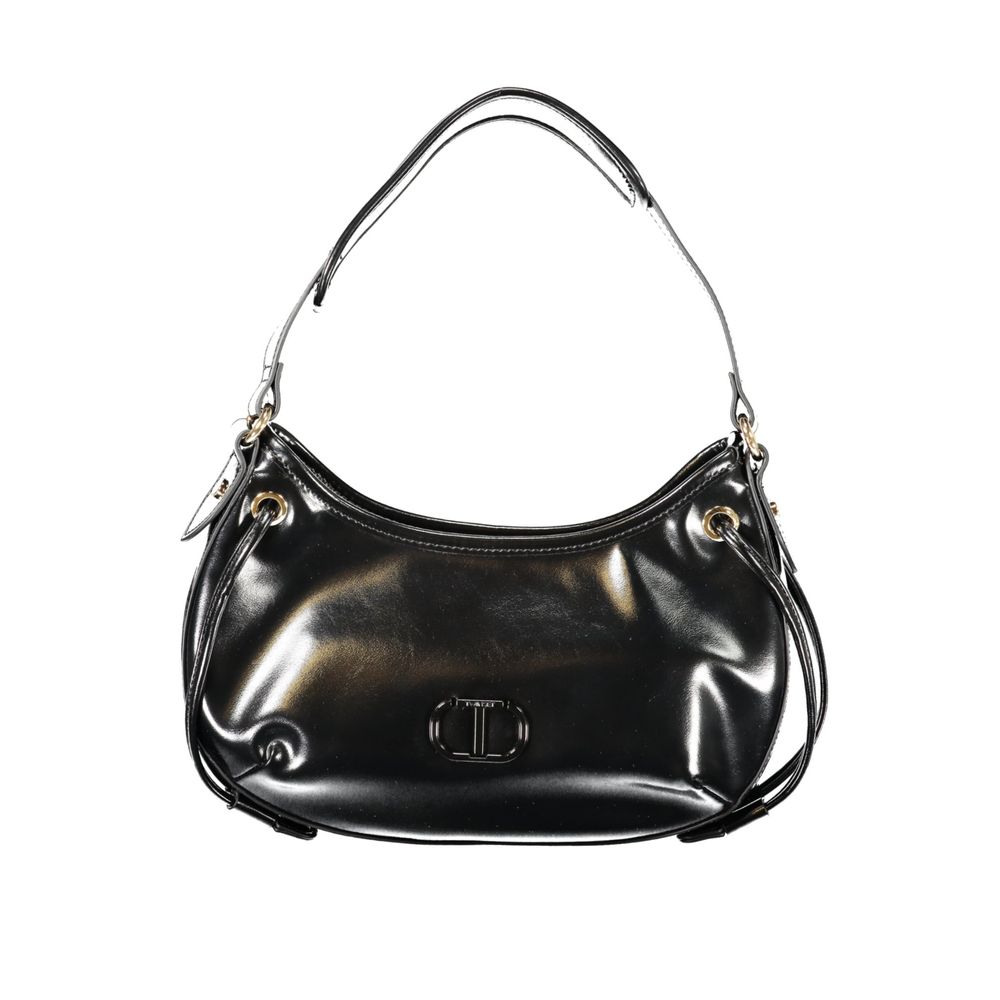 Black Polyurethane Women Hobo Bag - ventzia