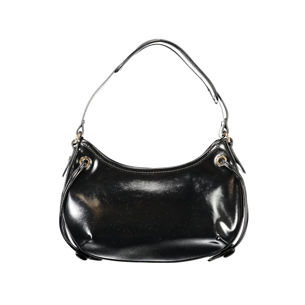 Black Polyurethane Women Hobo Bag - ventzia