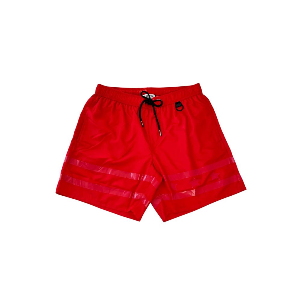 Red Polyester Men Swim Short - ventzia