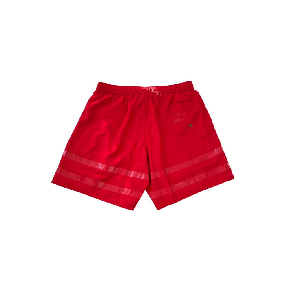 Red Polyester Men Swim Short - ventzia