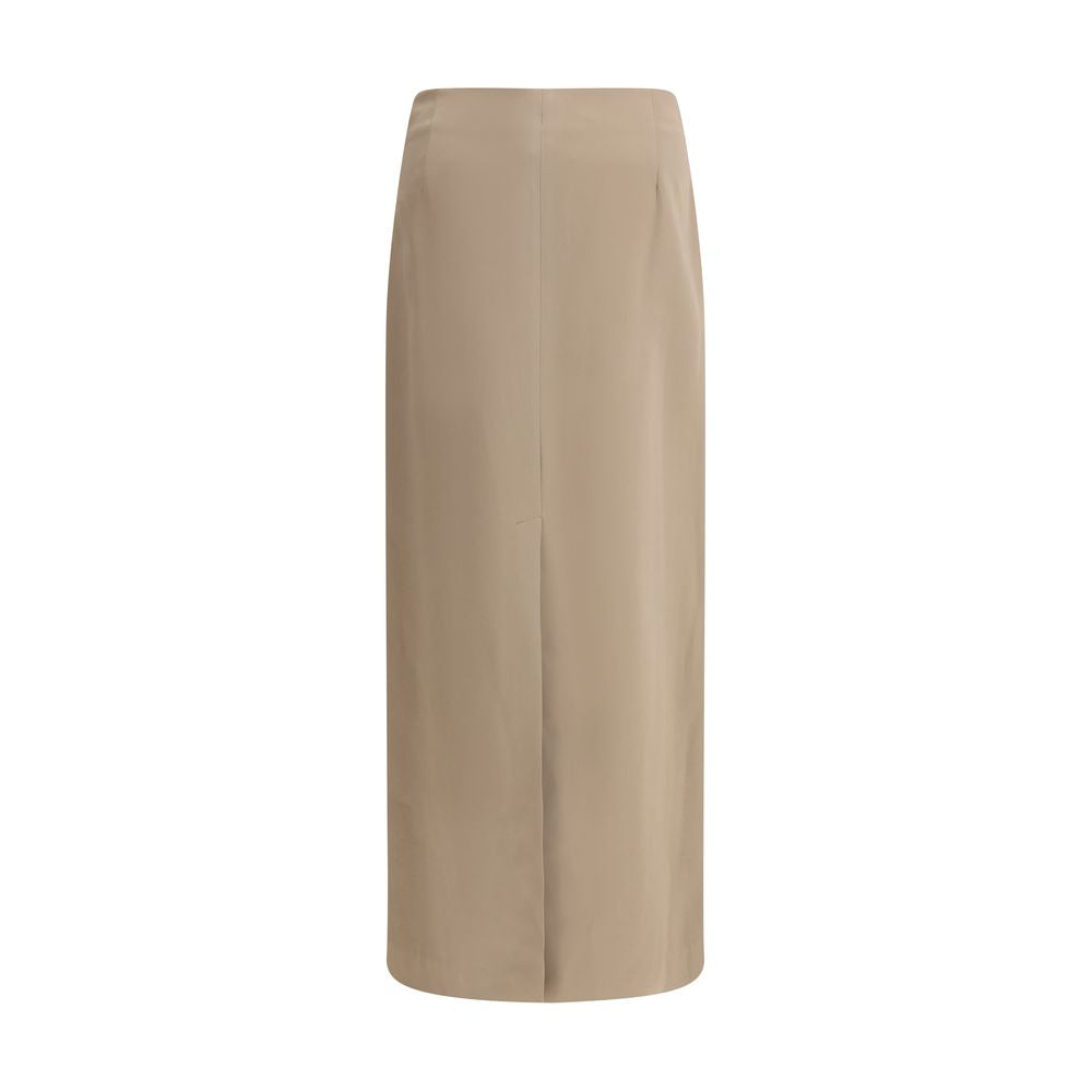 Gray Acetate Midi Skirt - ventzia
