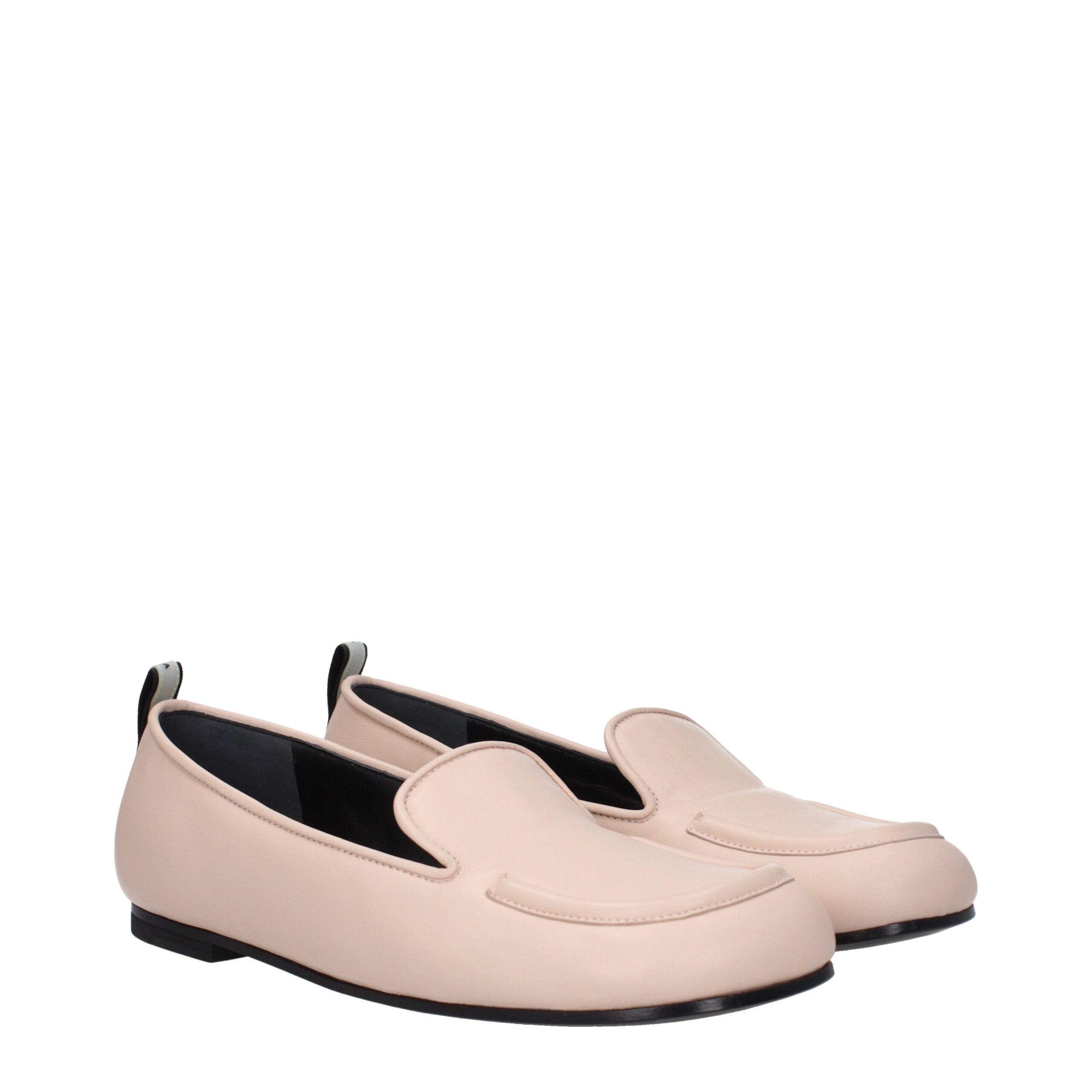 Pink Leather Slip-On Loafers - ventzia