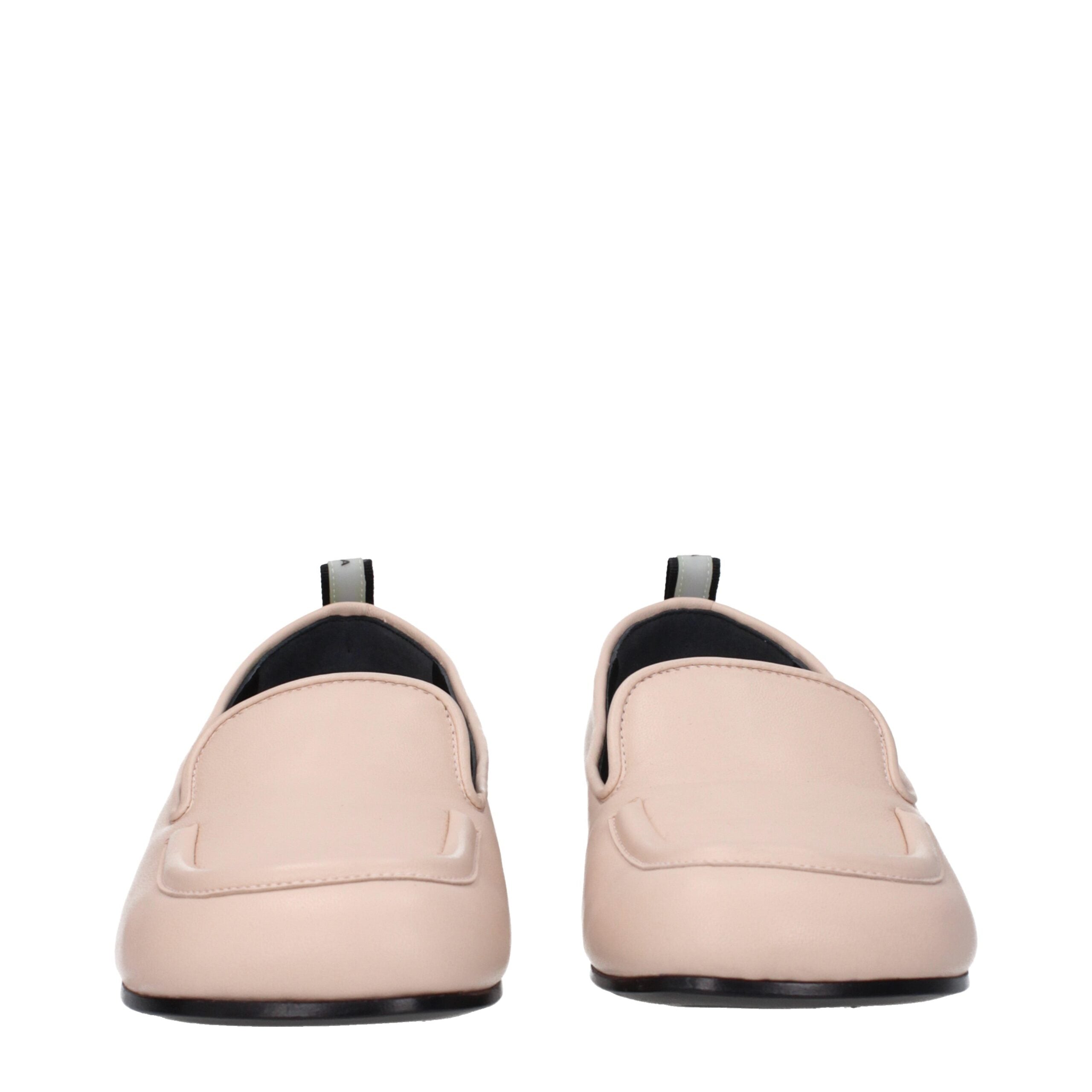 Pink Leather Slip-On Loafers - ventzia