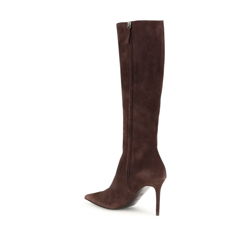 Brown Leather High Heel Boots - ventzia