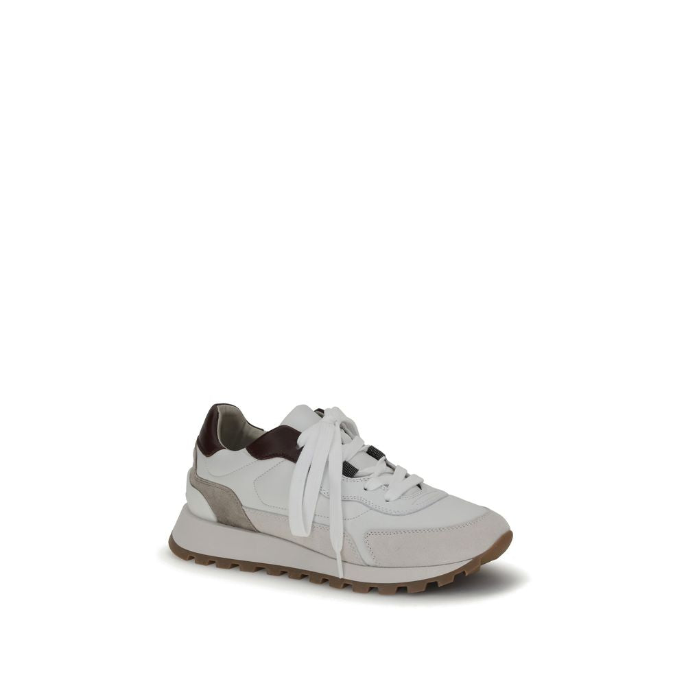White Leather Athletic Sneakers - ventzia