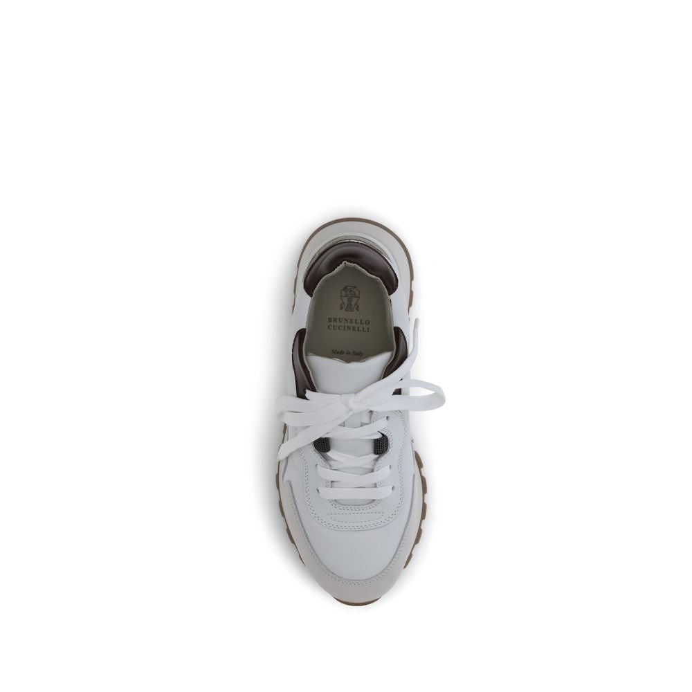 White Leather Athletic Sneakers - ventzia