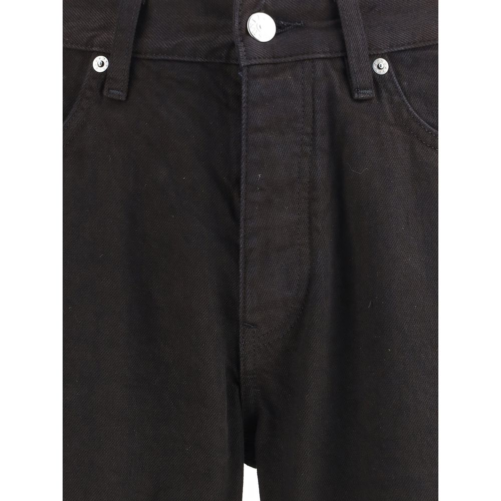 Black Cotton Relaxed Fit Jeans - ventzia