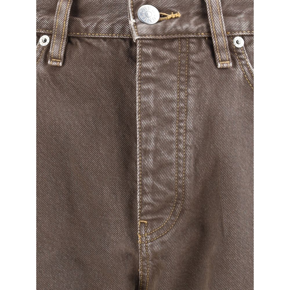 Brown Cotton Relaxed Fit Jeans - ventzia