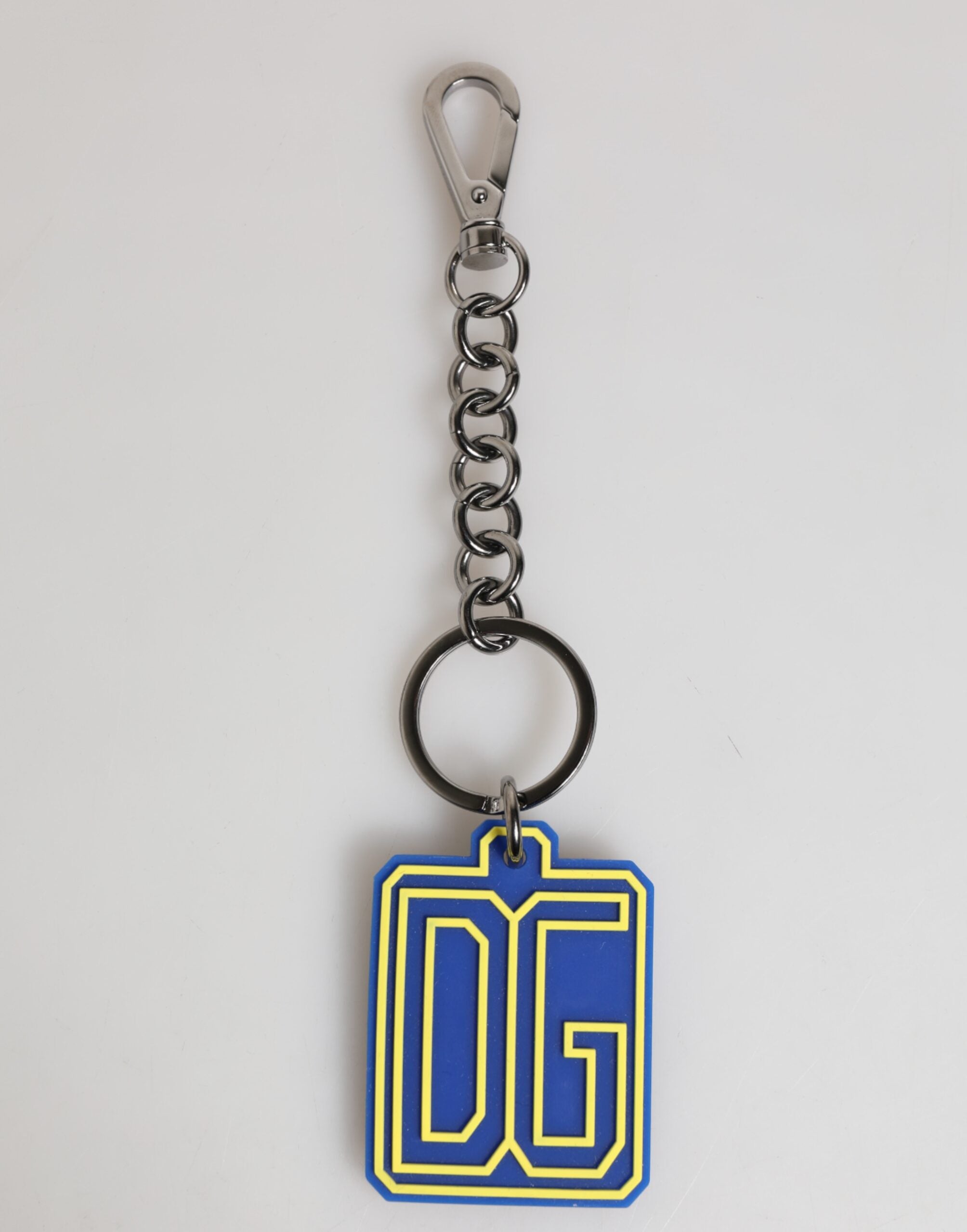 Blue Yellow DG Rubber Logo Silver Men Keychain Keyring - ventzia