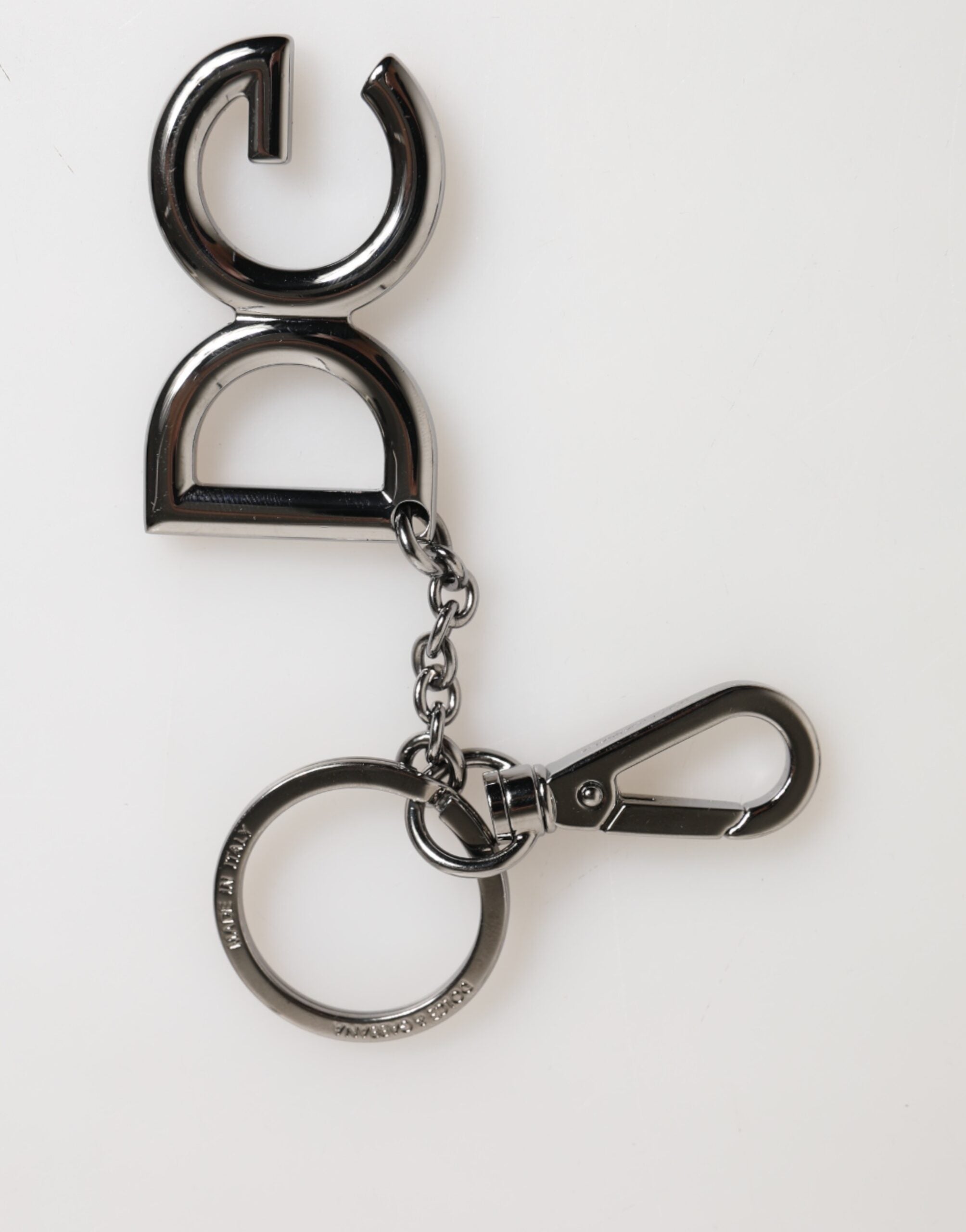 Silver Brass DG Logo Metal Keychain Holder Men Keyring - ventzia