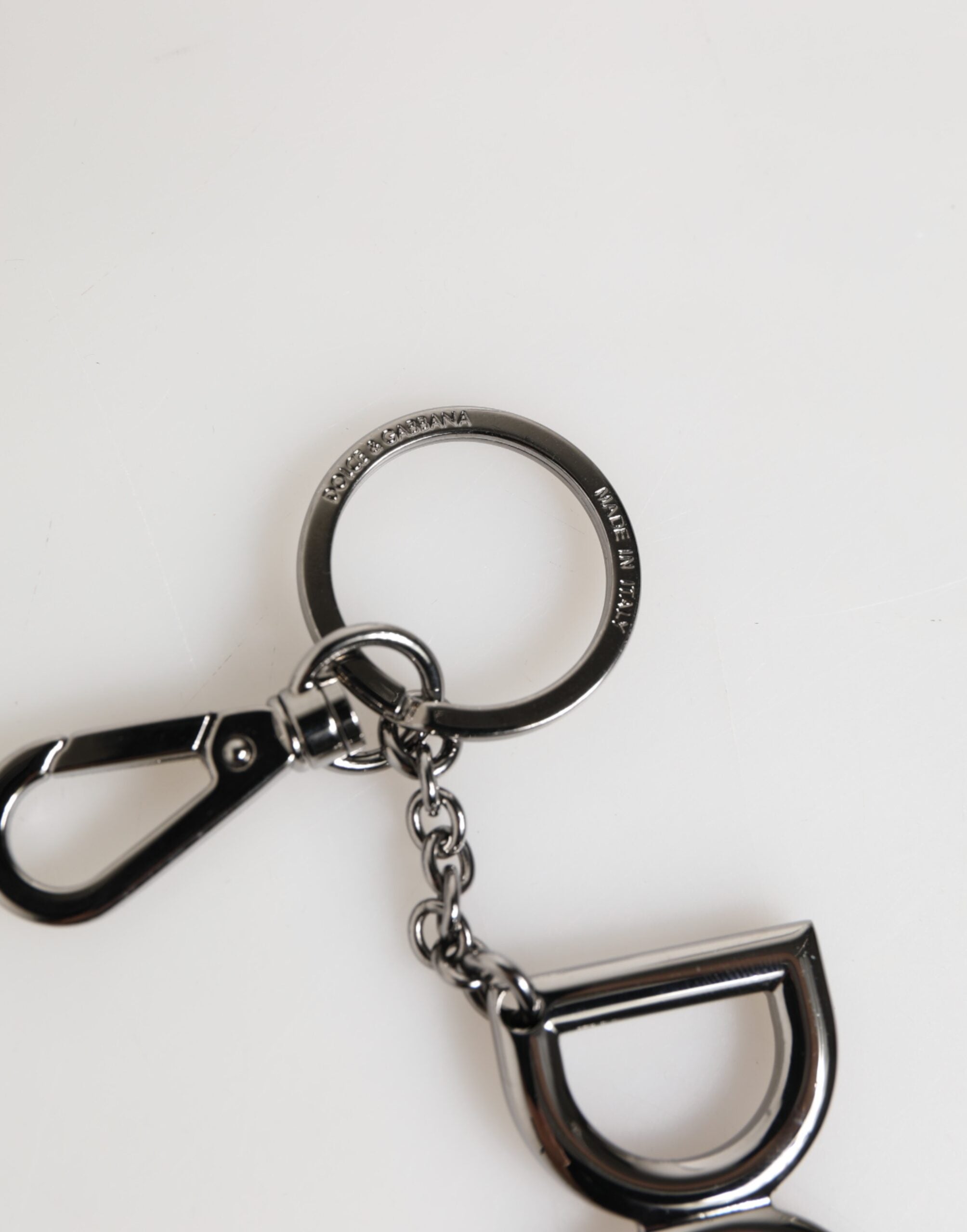 Silver Brass DG Logo Metal Keychain Holder Men Keyring - ventzia