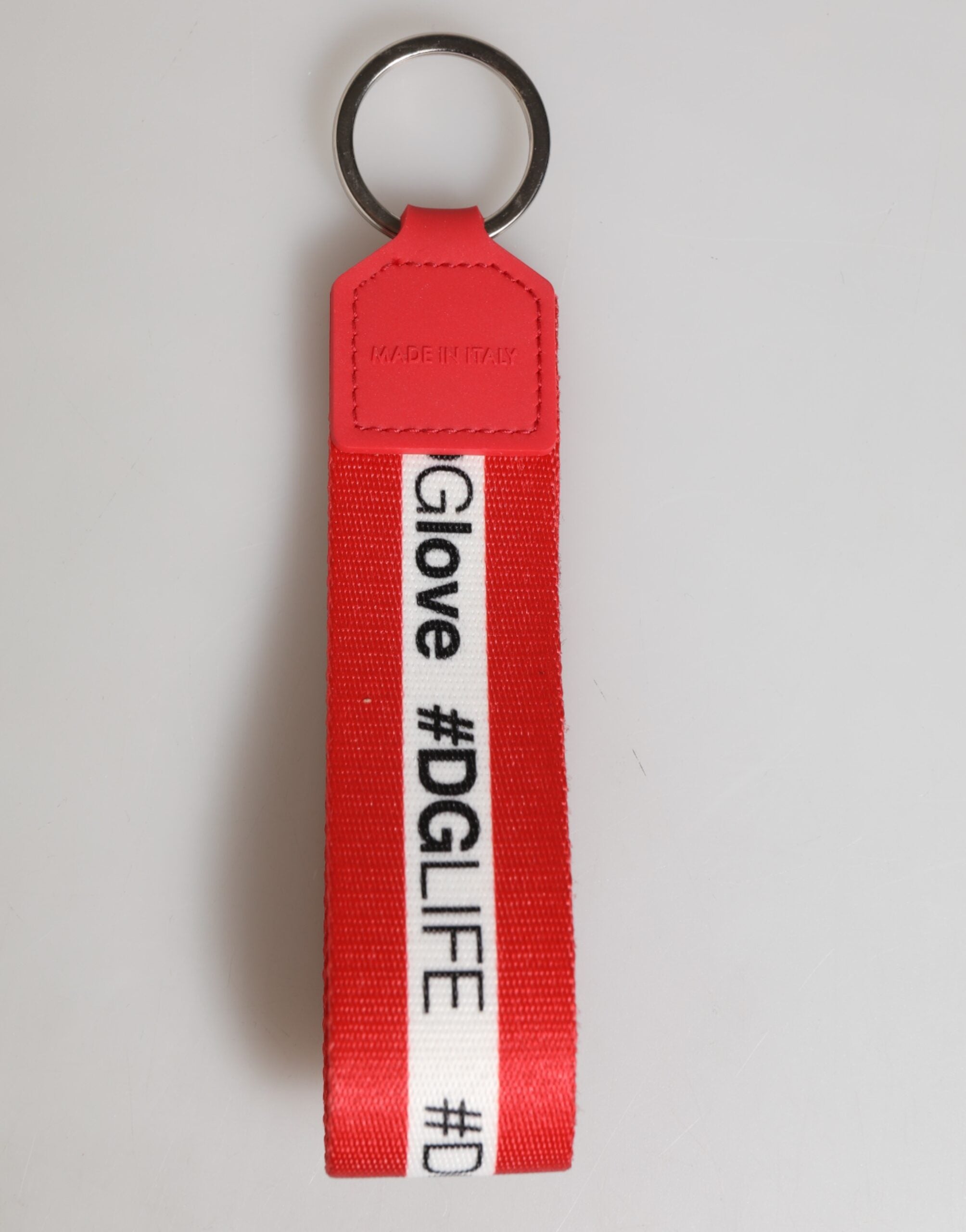 Red Logo Polyester Silver Brass Holder Keychain Men Keyring - ventzia