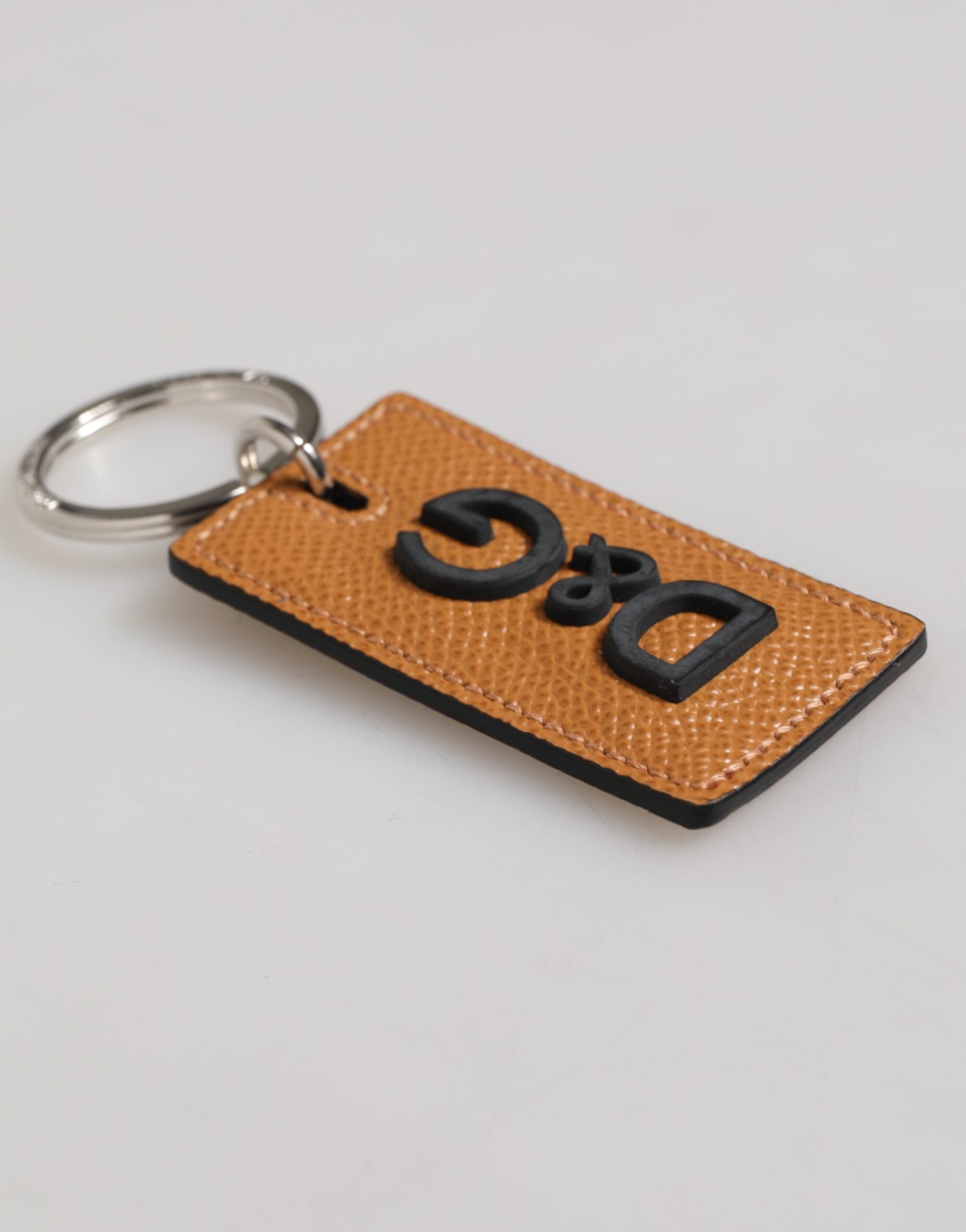 Brown Leather Logo Metal Ring Keychain Holder Men Keyring - ventzia