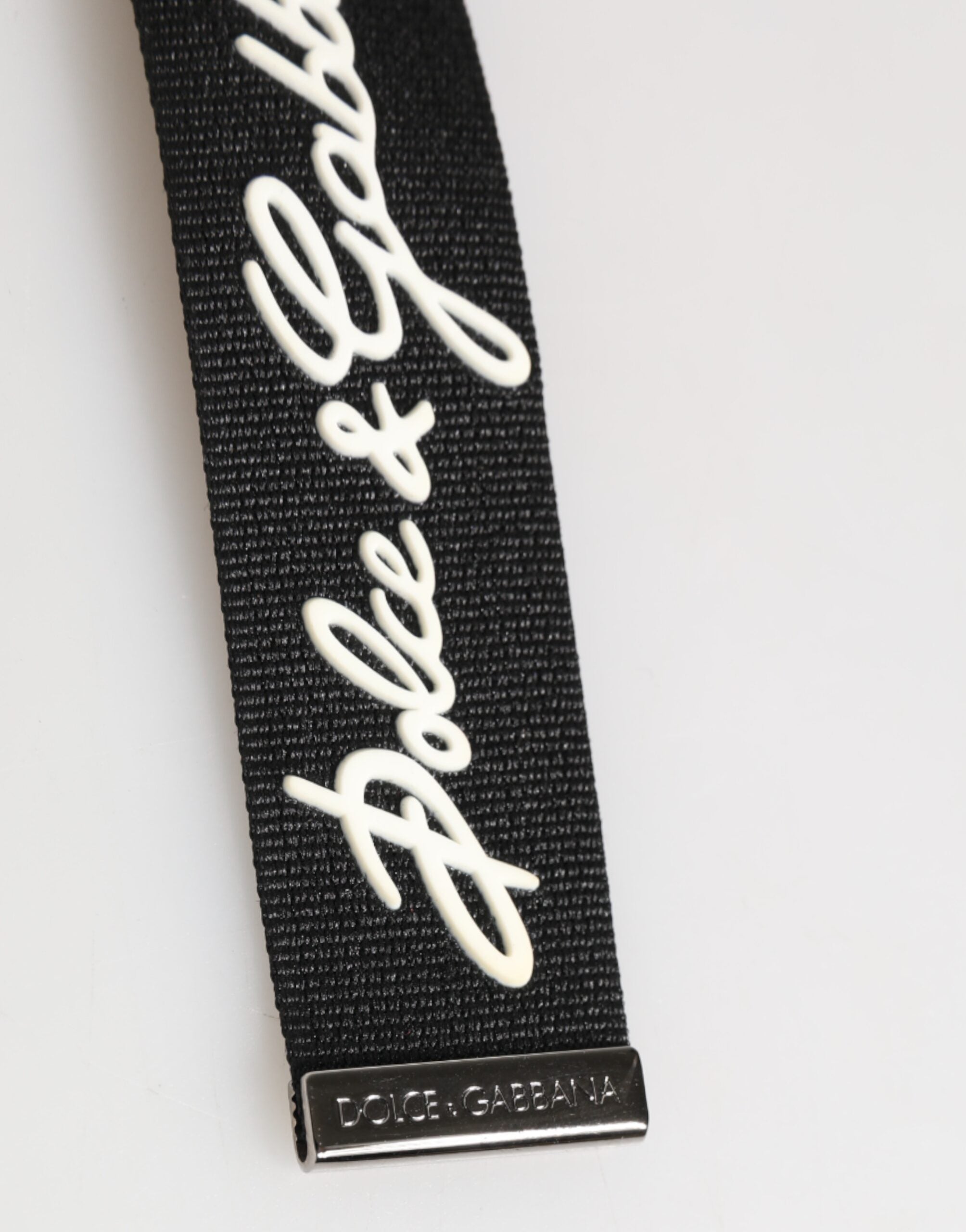 Black White Polyester DG Logo Silver Men Keychain Keyring - ventzia