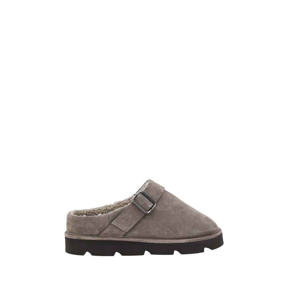 Gray Calf Leather Bos Taurus Clogs - ventzia