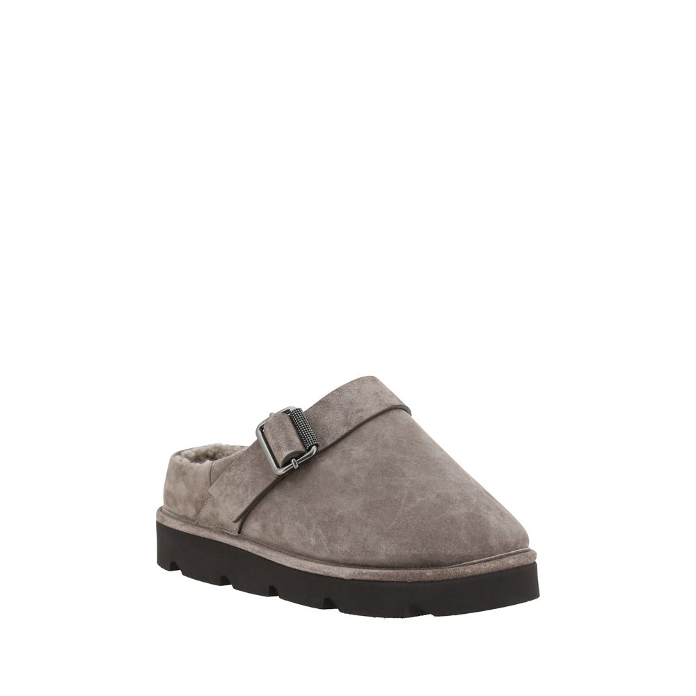 Gray Calf Leather Bos Taurus Clogs - ventzia