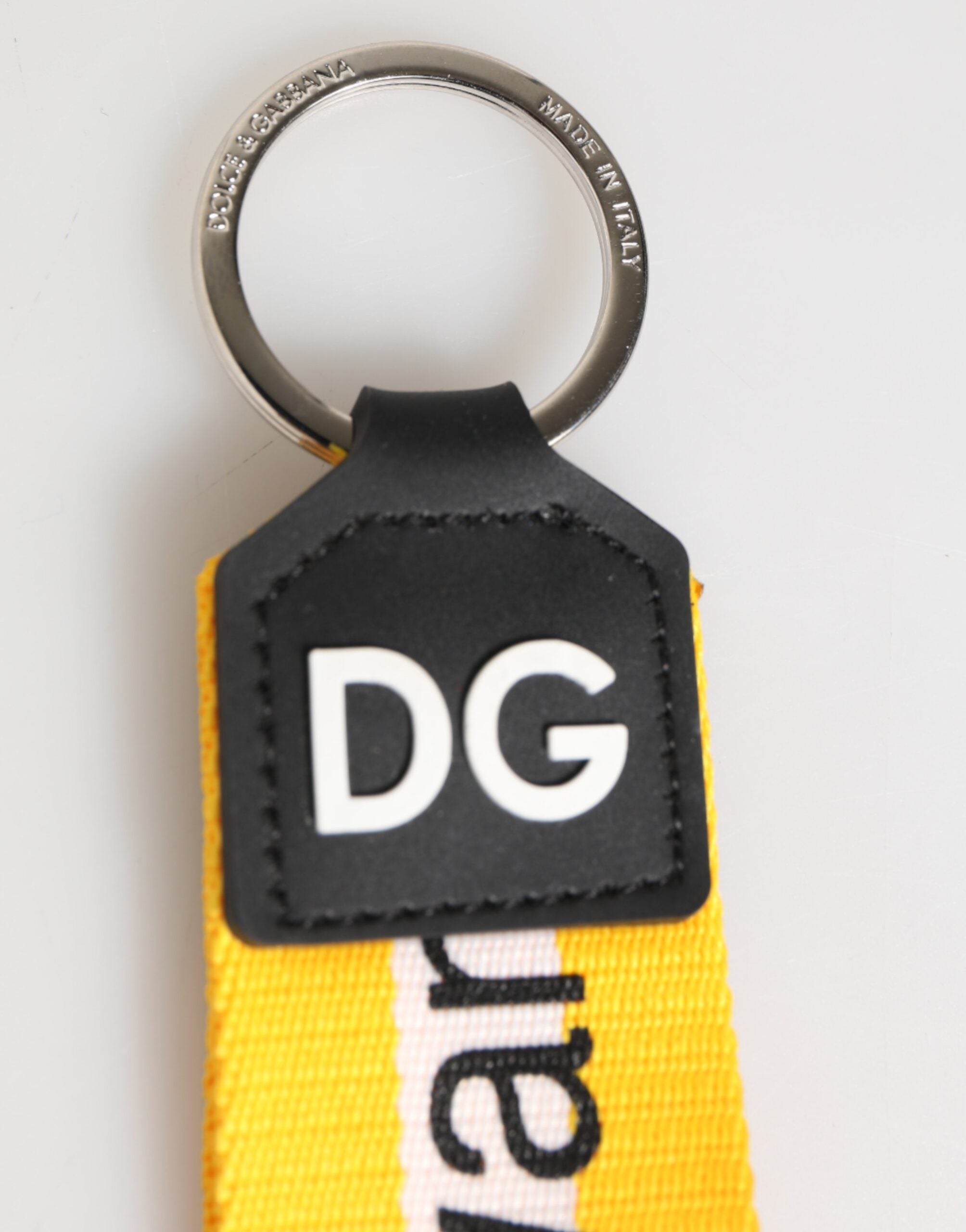 Yellow Logo Polyester Silver Brass Holder Keychain Keyring - ventzia