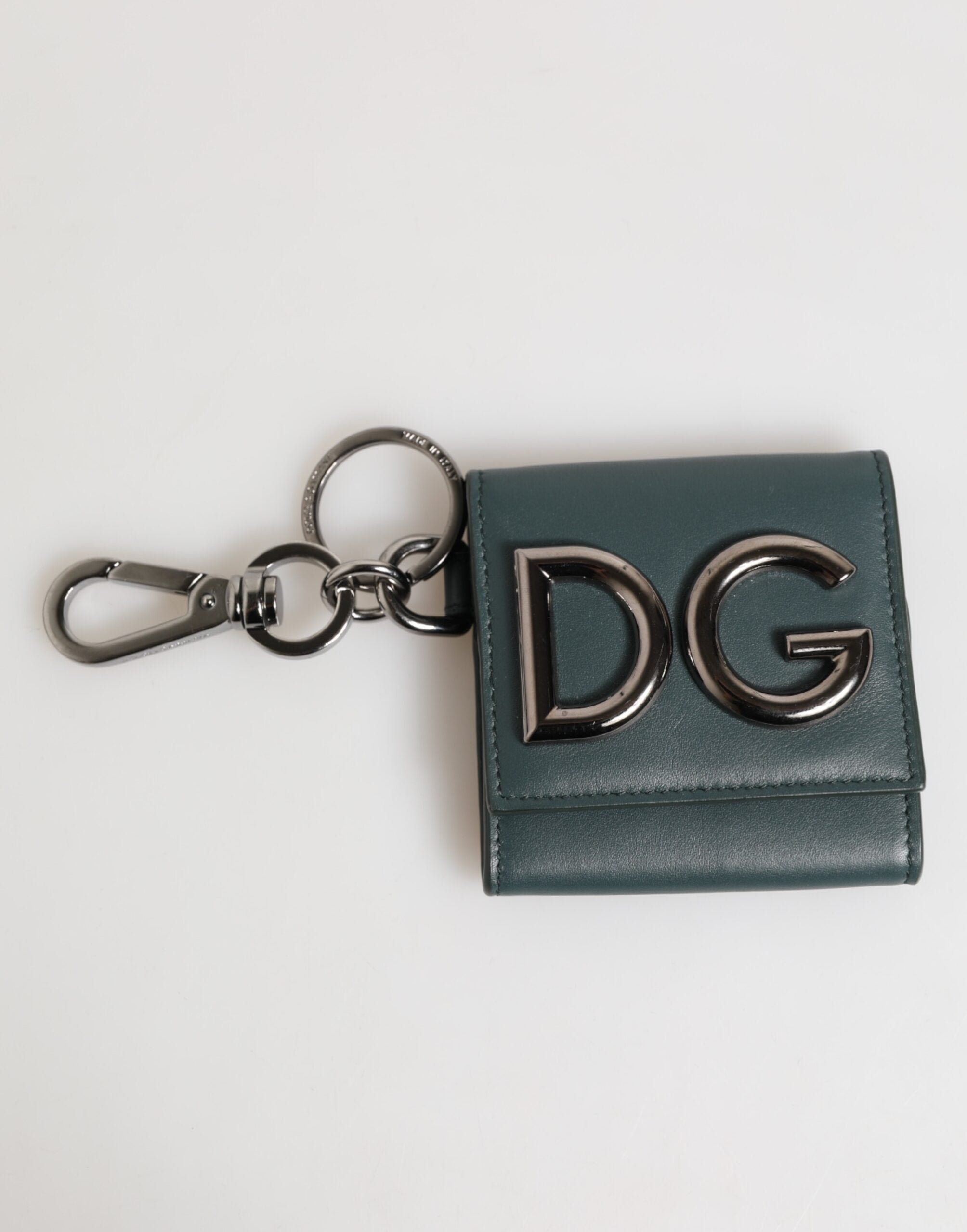 Dark Green Leather DG Logo Coin Purse Bag Charm Wallet - ventzia