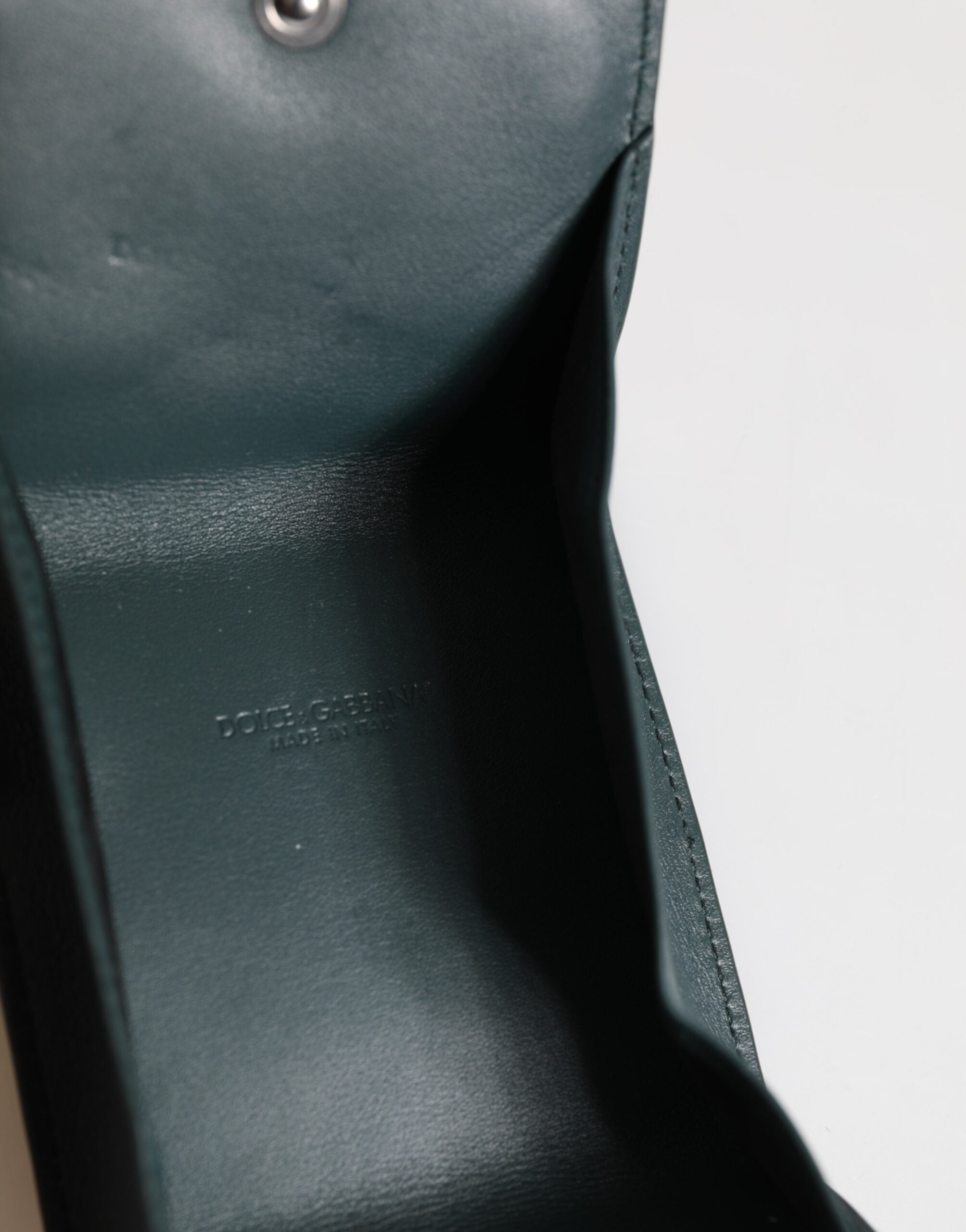 Dark Green Leather DG Logo Coin Purse Bag Charm Wallet - ventzia