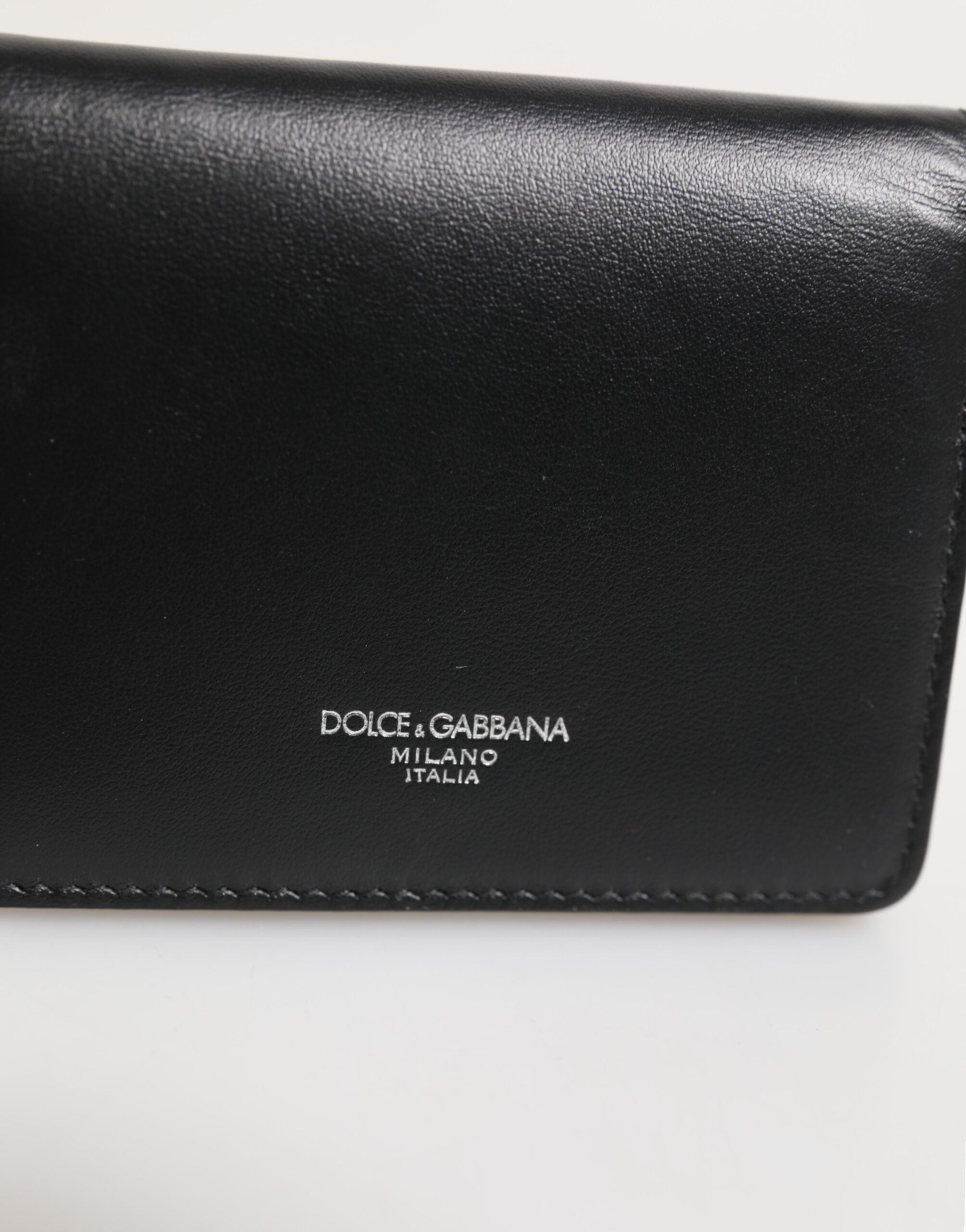 Black Leather DG Logo Bifold Card Holder Men Borse Wallet - ventzia