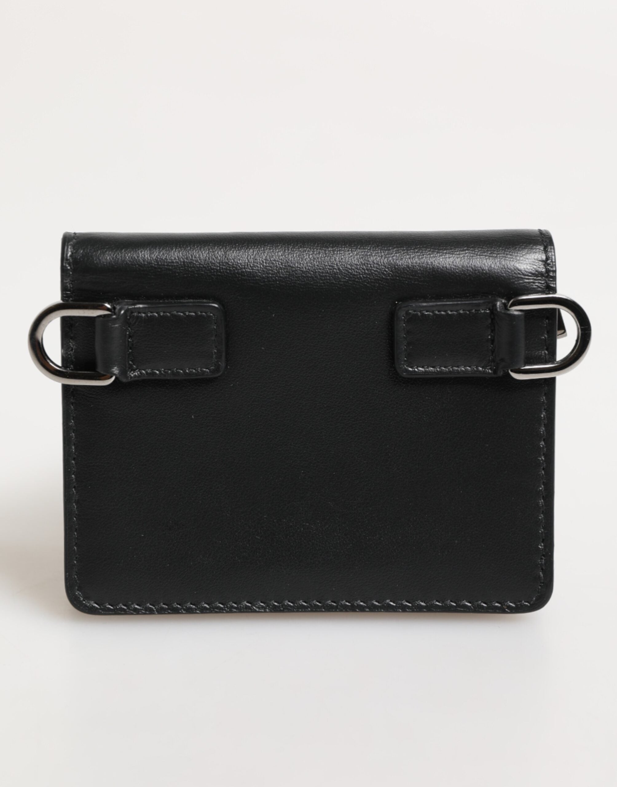 Black Leather DG Logo Bifold Card Holder Men Borse Wallet - ventzia