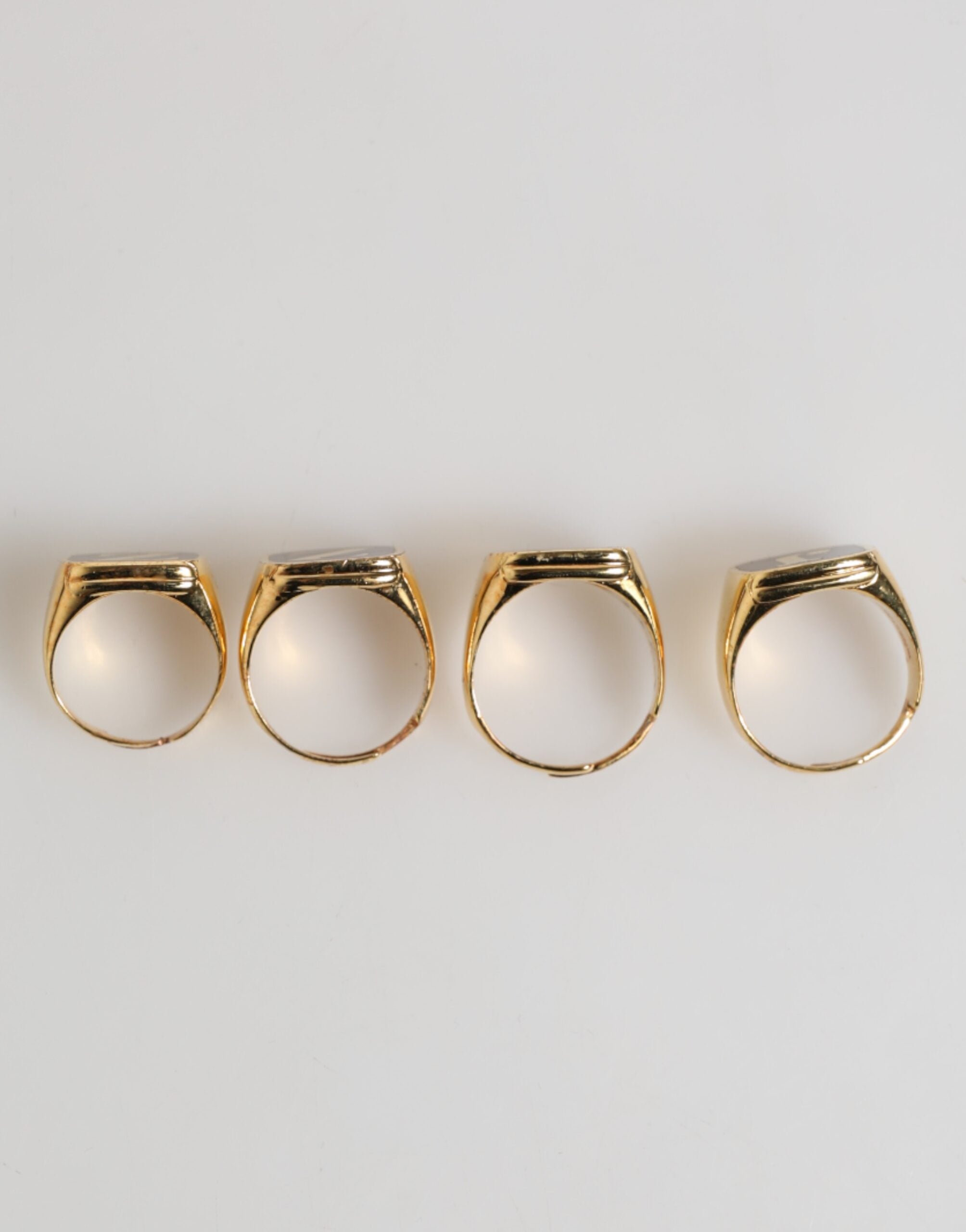 Gold Tone Brass JAZZ Letter Set 4 Pieces Adjustable Ring - ventzia