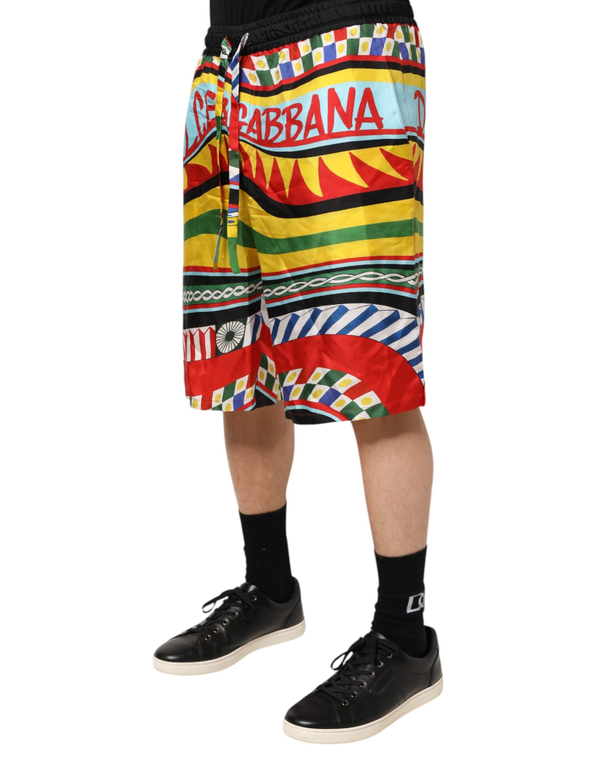 Multicolor Sicilian Carretto Shorts Swimwear - ventzia