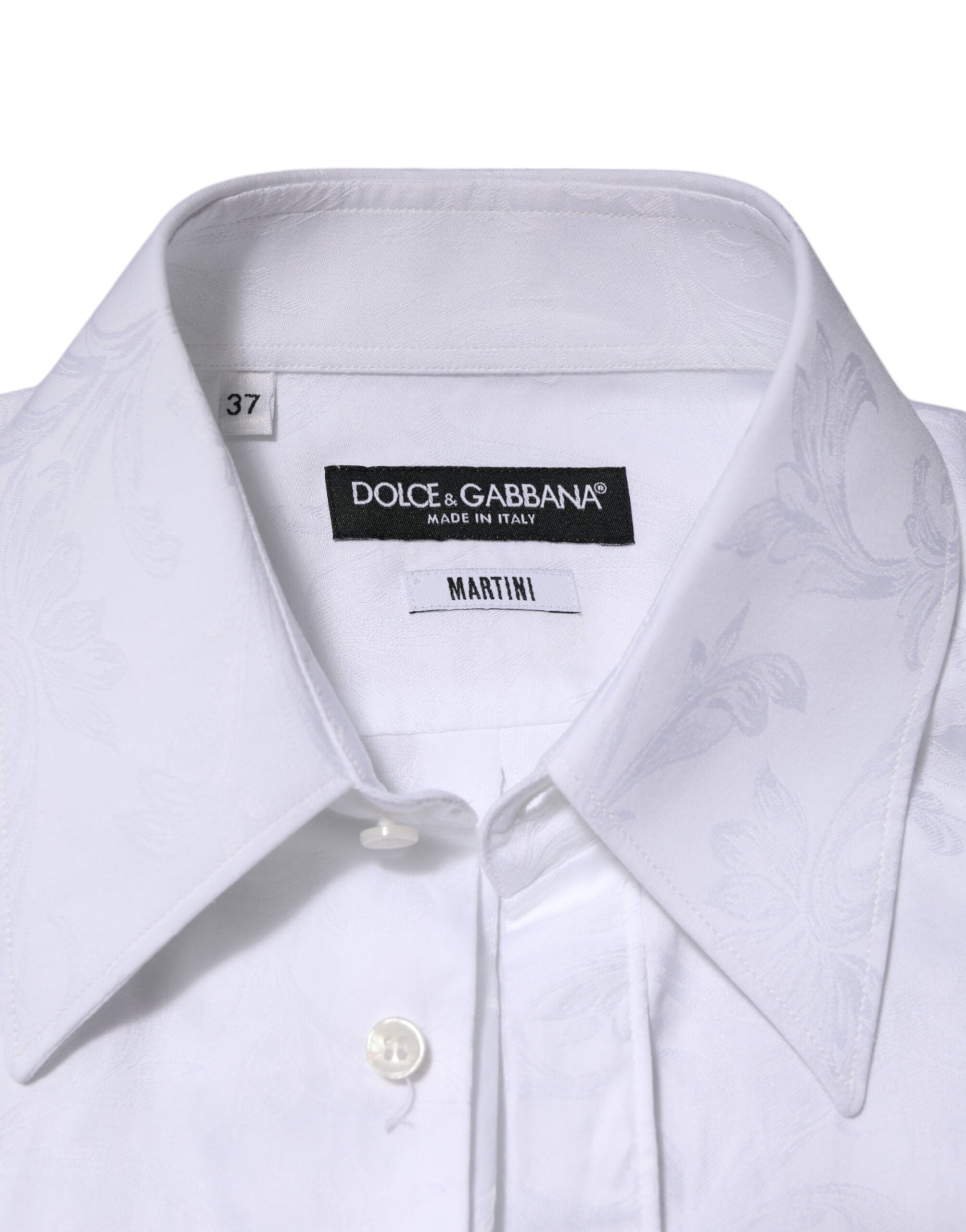White Cotton MARTINI Paisley Jacquard Shirt - ventzia
