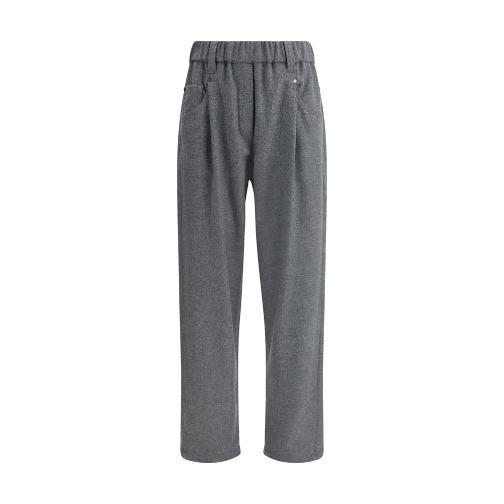 Gray Fleece Wool Casual Pants - ventzia
