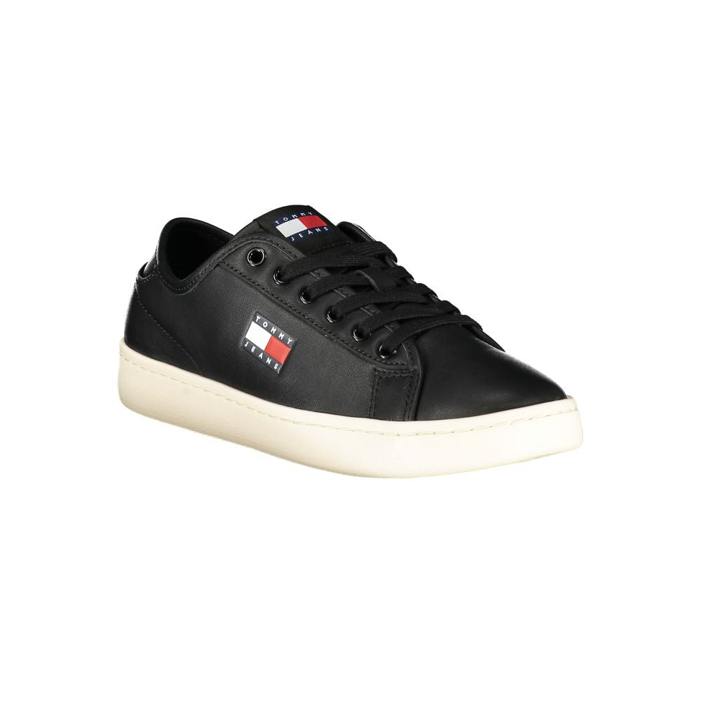 Black Polyurethane Women Sneaker - ventzia
