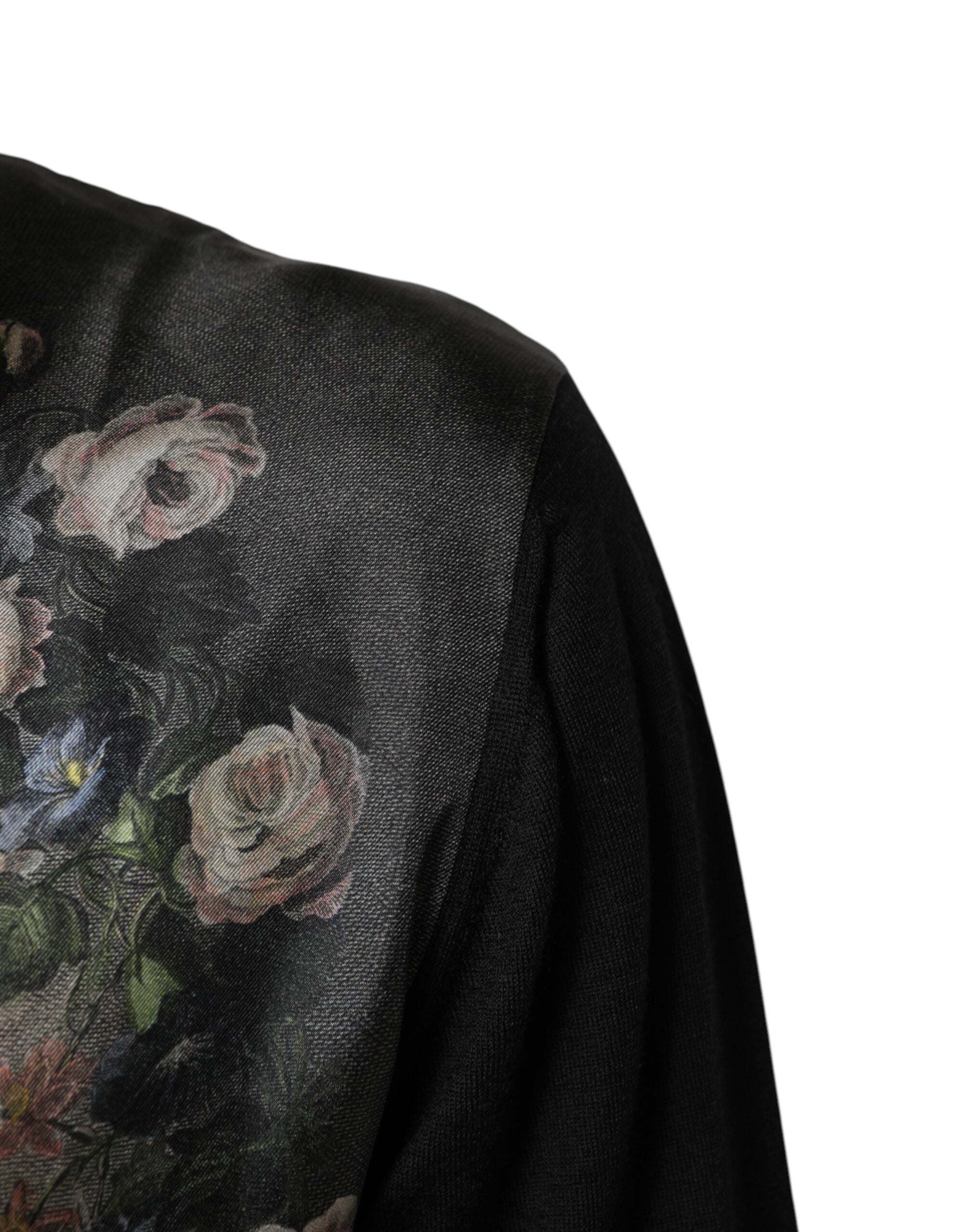 Black Cashmere Cherub Print Baroque Sweater - ventzia