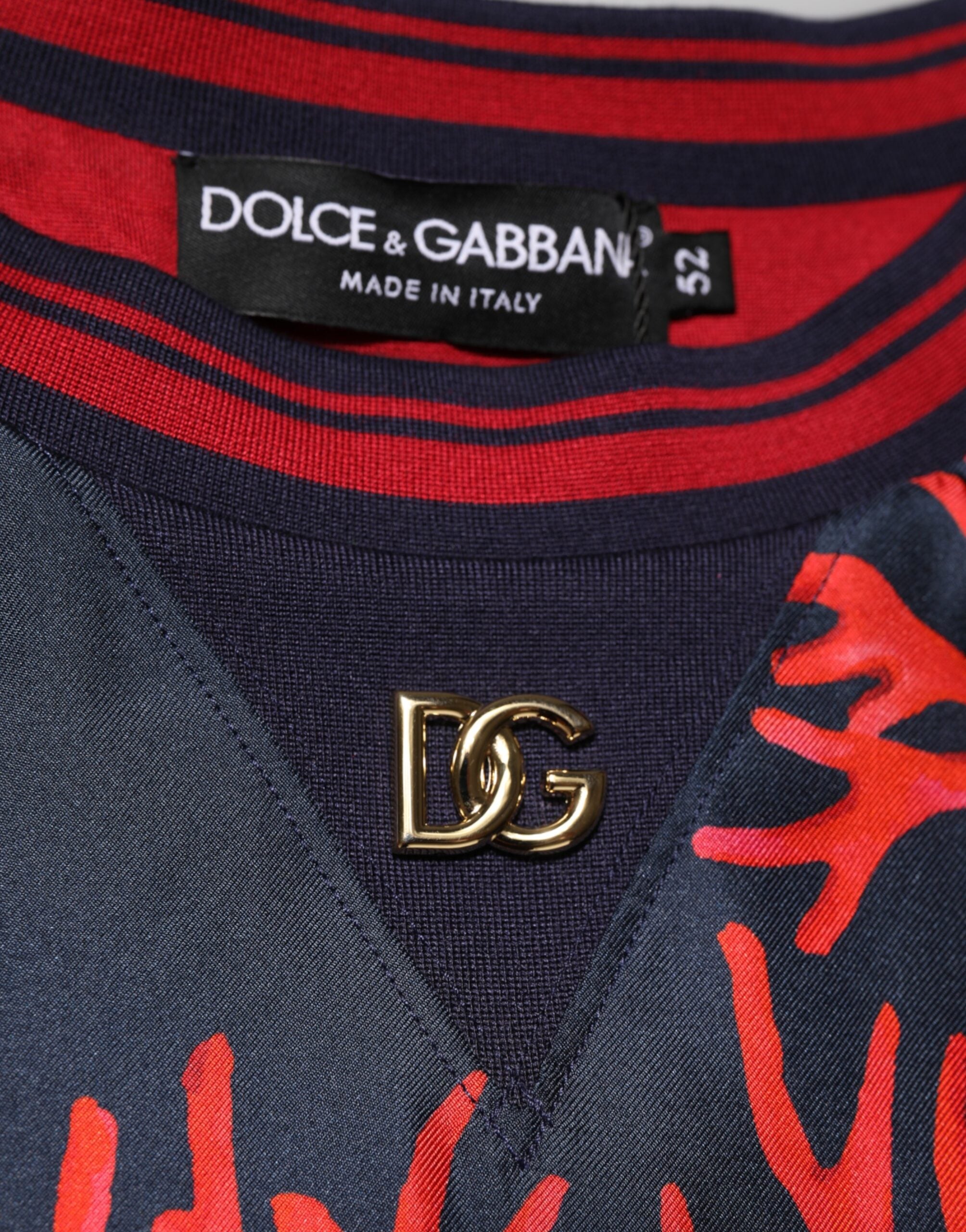 Silk Navy Red Coral Print Pullover Sweater - ventzia