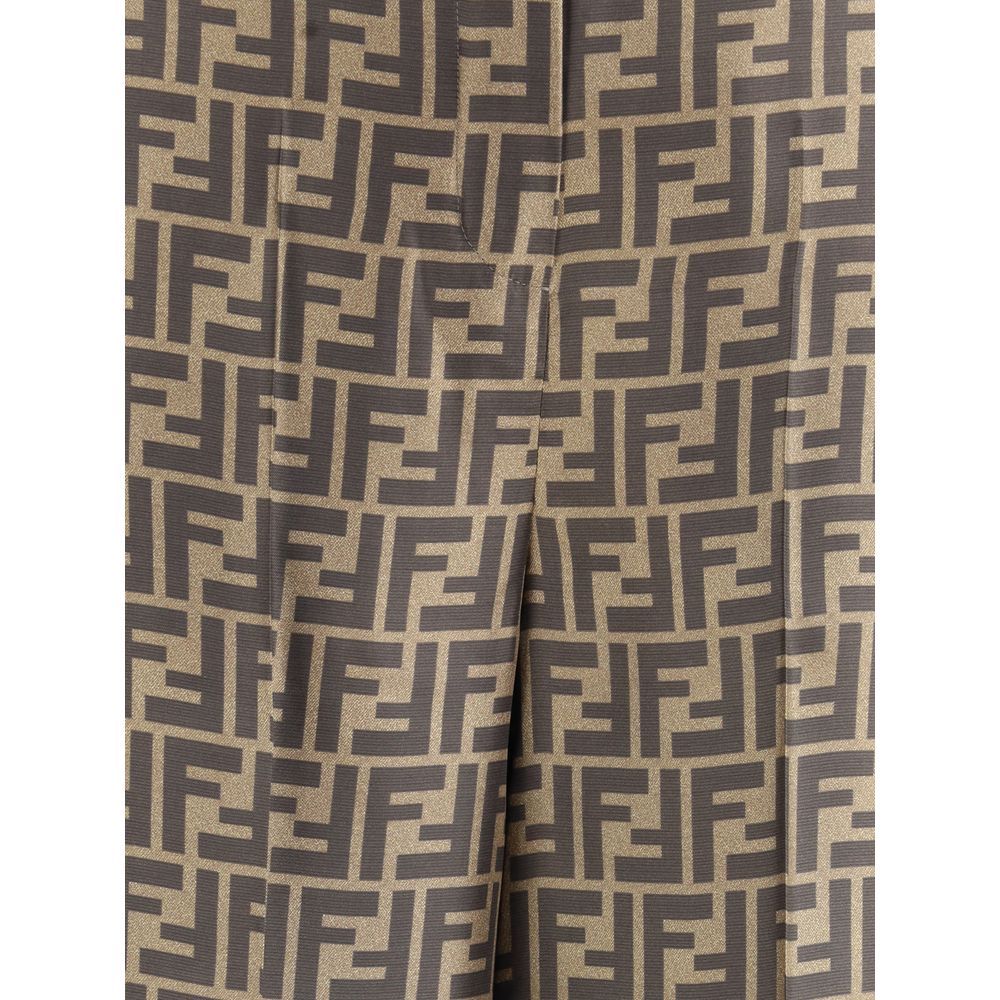 Brown Silk Casual Pants
