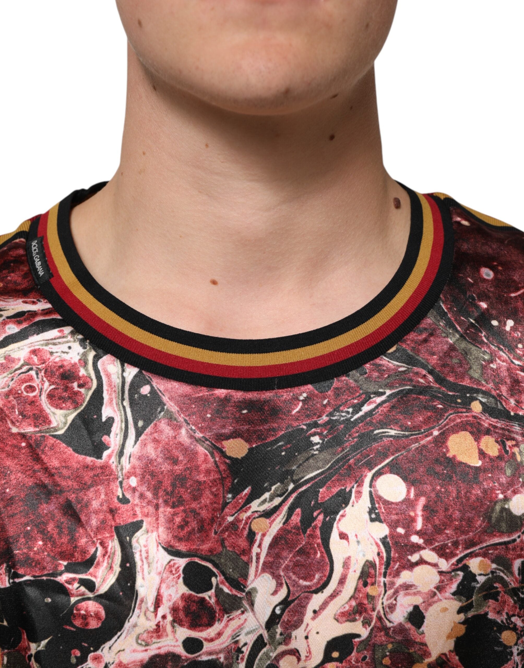 Multicolor Polyester Marble Print Oversize T-shirt - ventzia