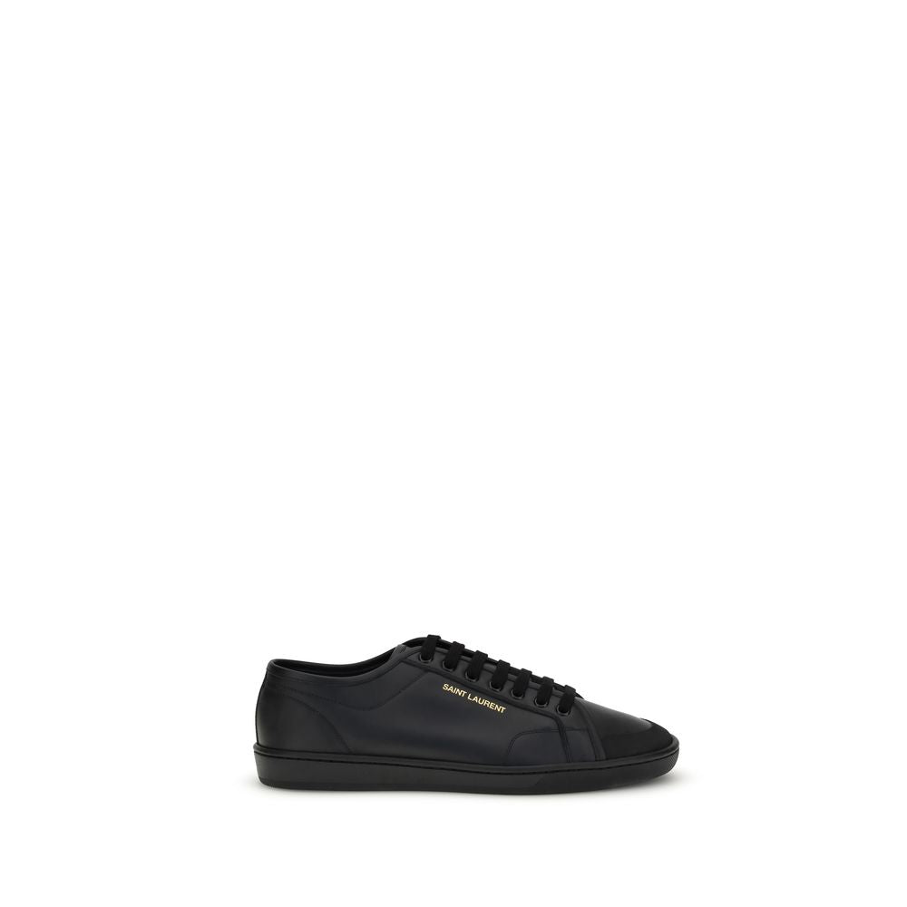 Black Calf Leather Bos Taurus Low Top Sneakers - ventzia